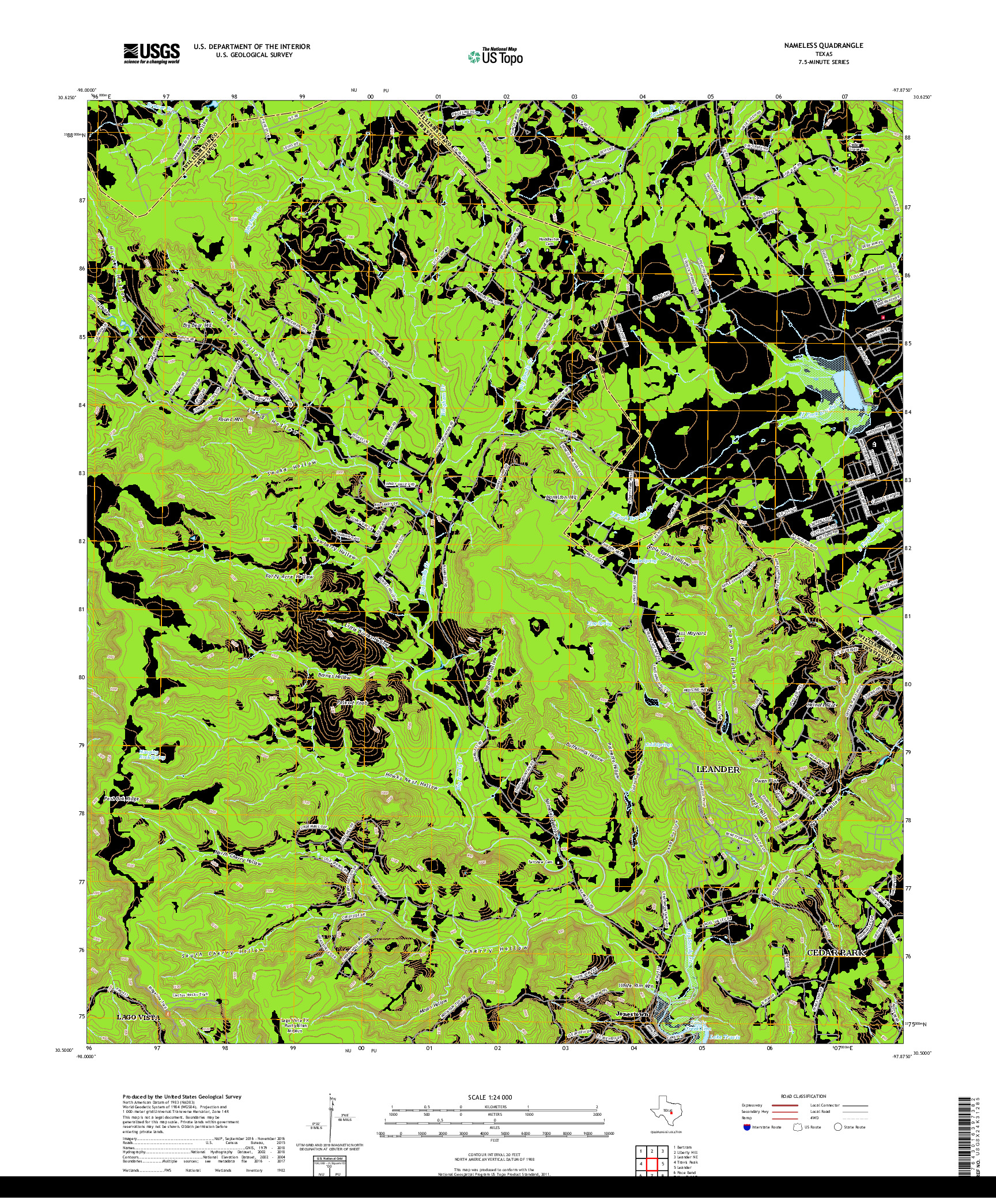 USGS US TOPO 7.5-MINUTE MAP FOR NAMELESS, TX 2019