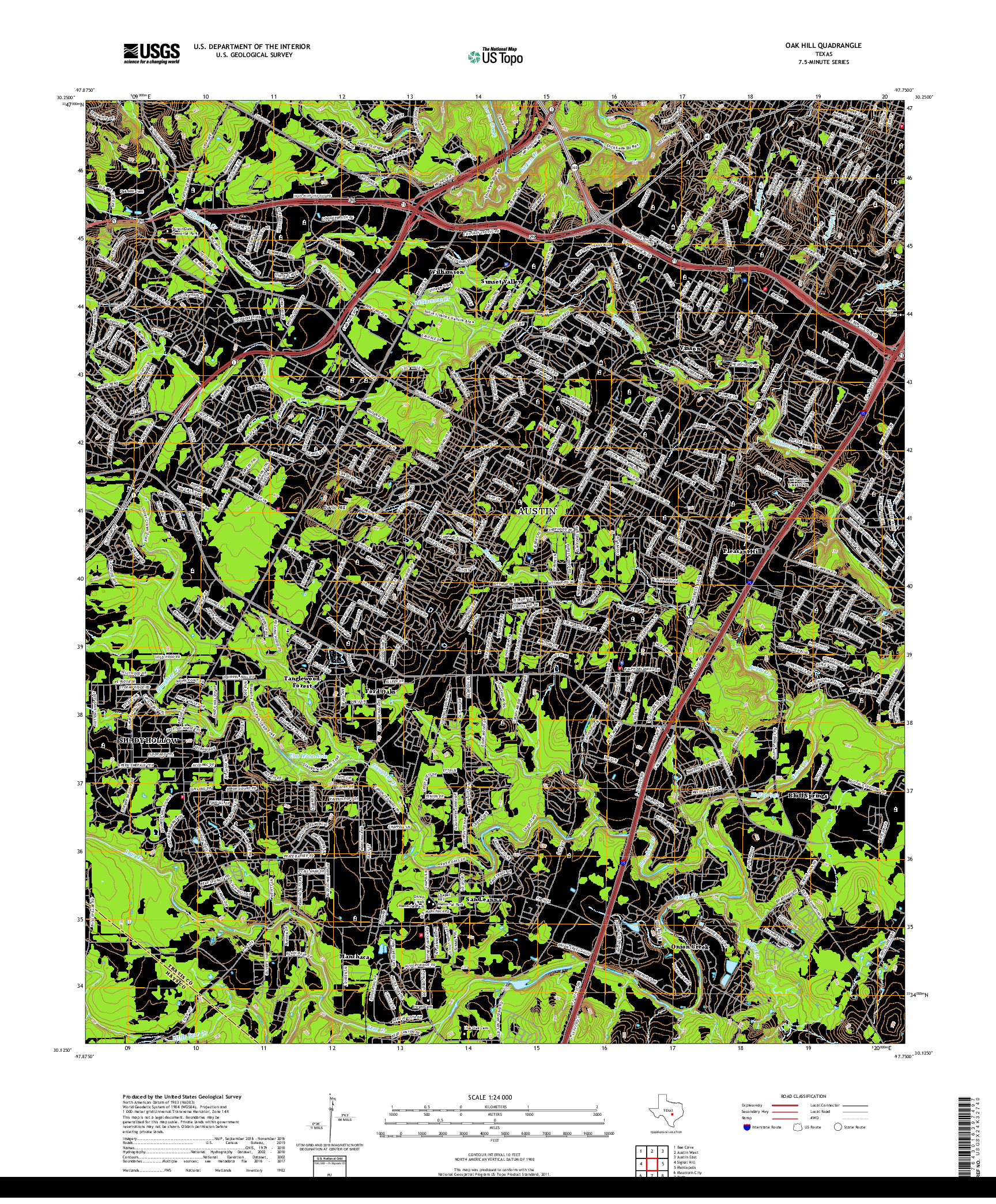 USGS US TOPO 7.5-MINUTE MAP FOR OAK HILL, TX 2019