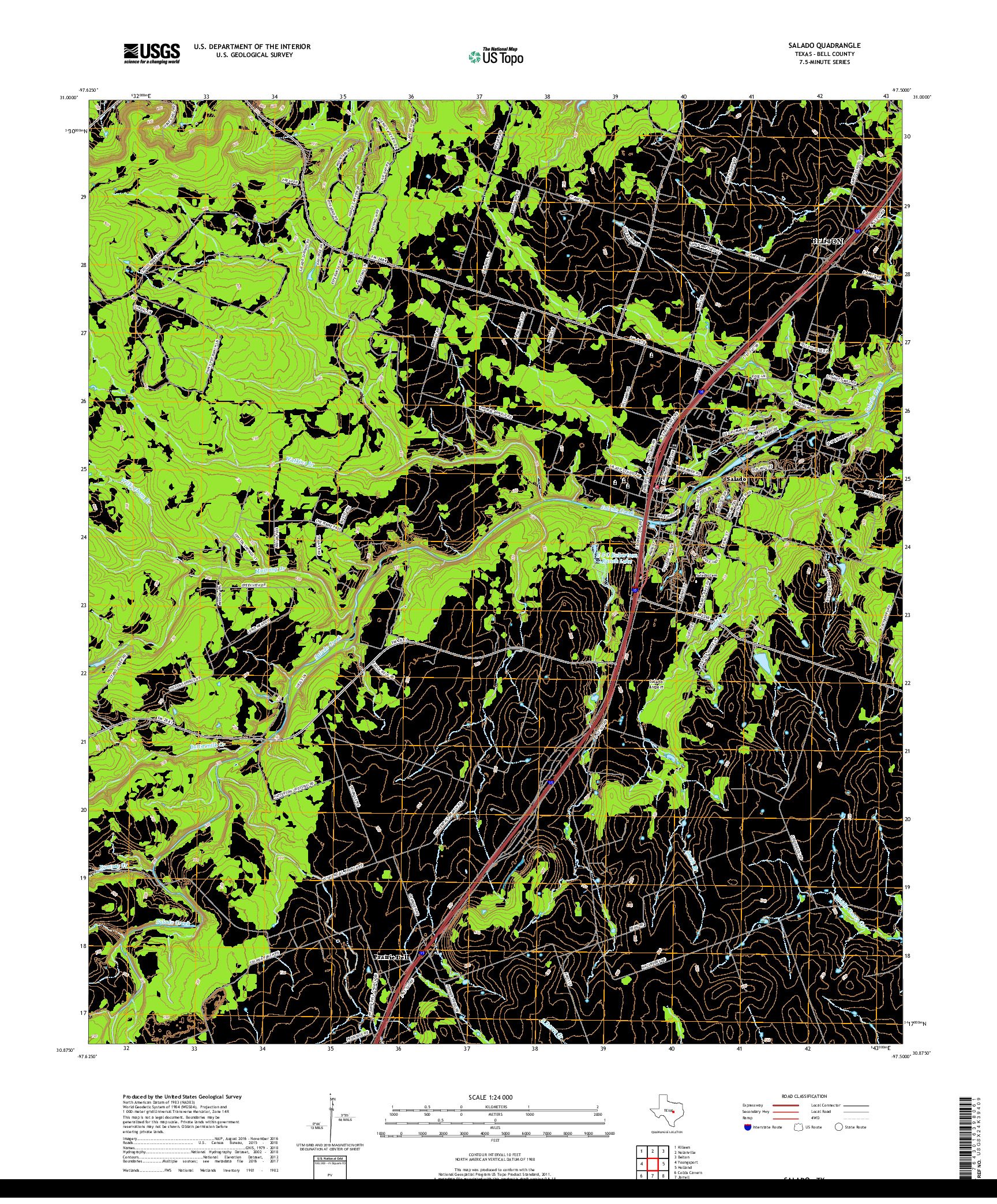 USGS US TOPO 7.5-MINUTE MAP FOR SALADO, TX 2019