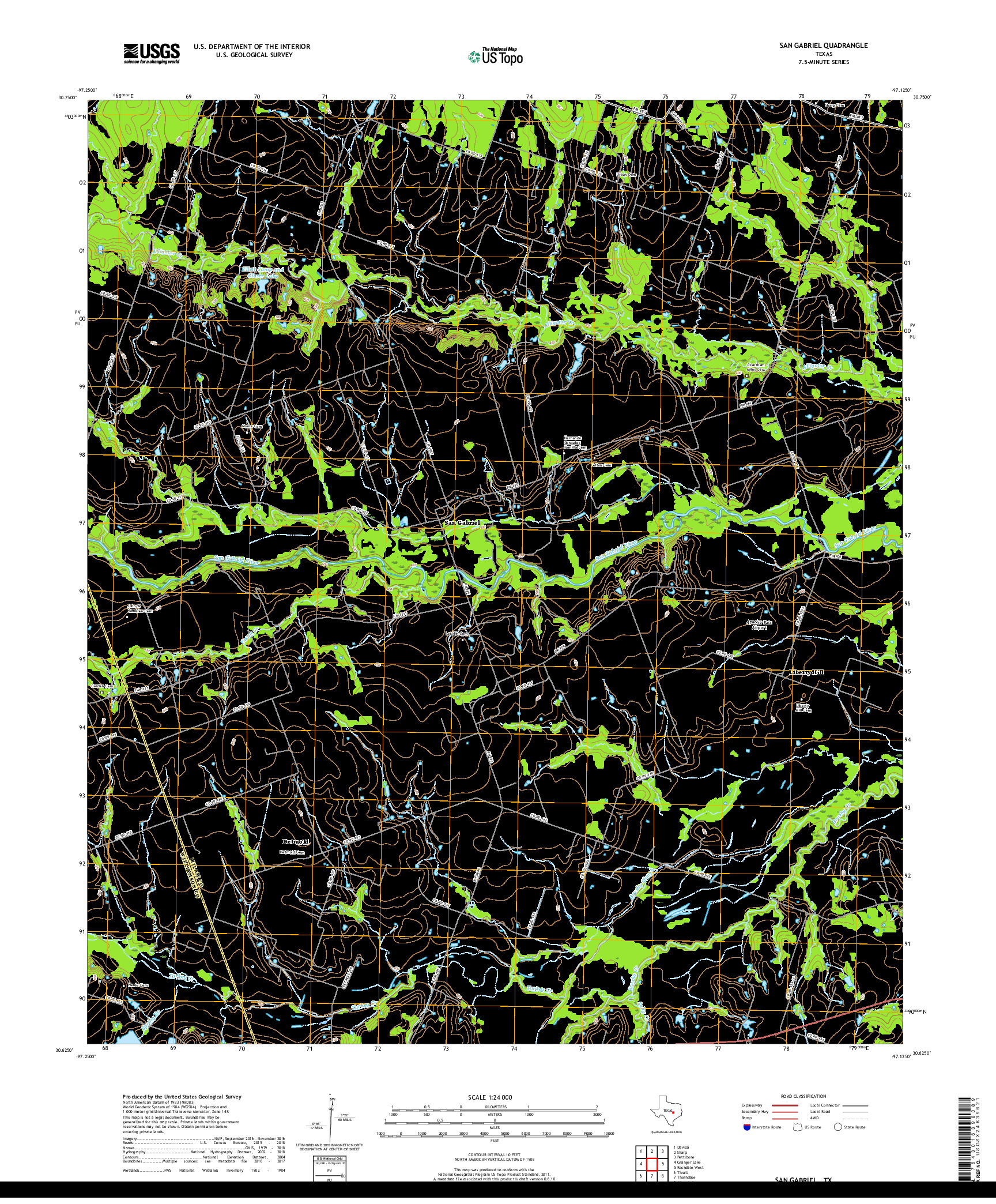 USGS US TOPO 7.5-MINUTE MAP FOR SAN GABRIEL, TX 2019