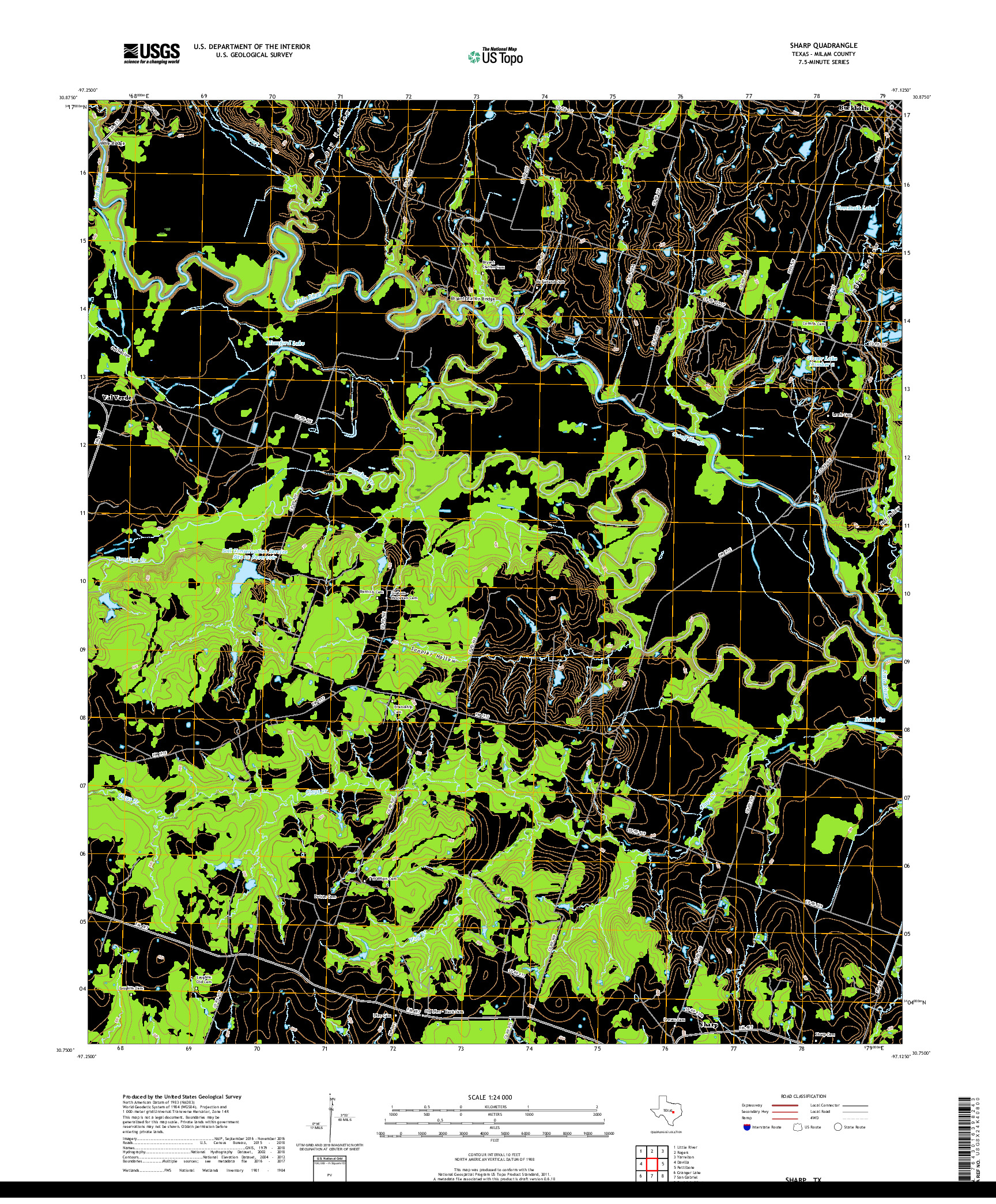 USGS US TOPO 7.5-MINUTE MAP FOR SHARP, TX 2019