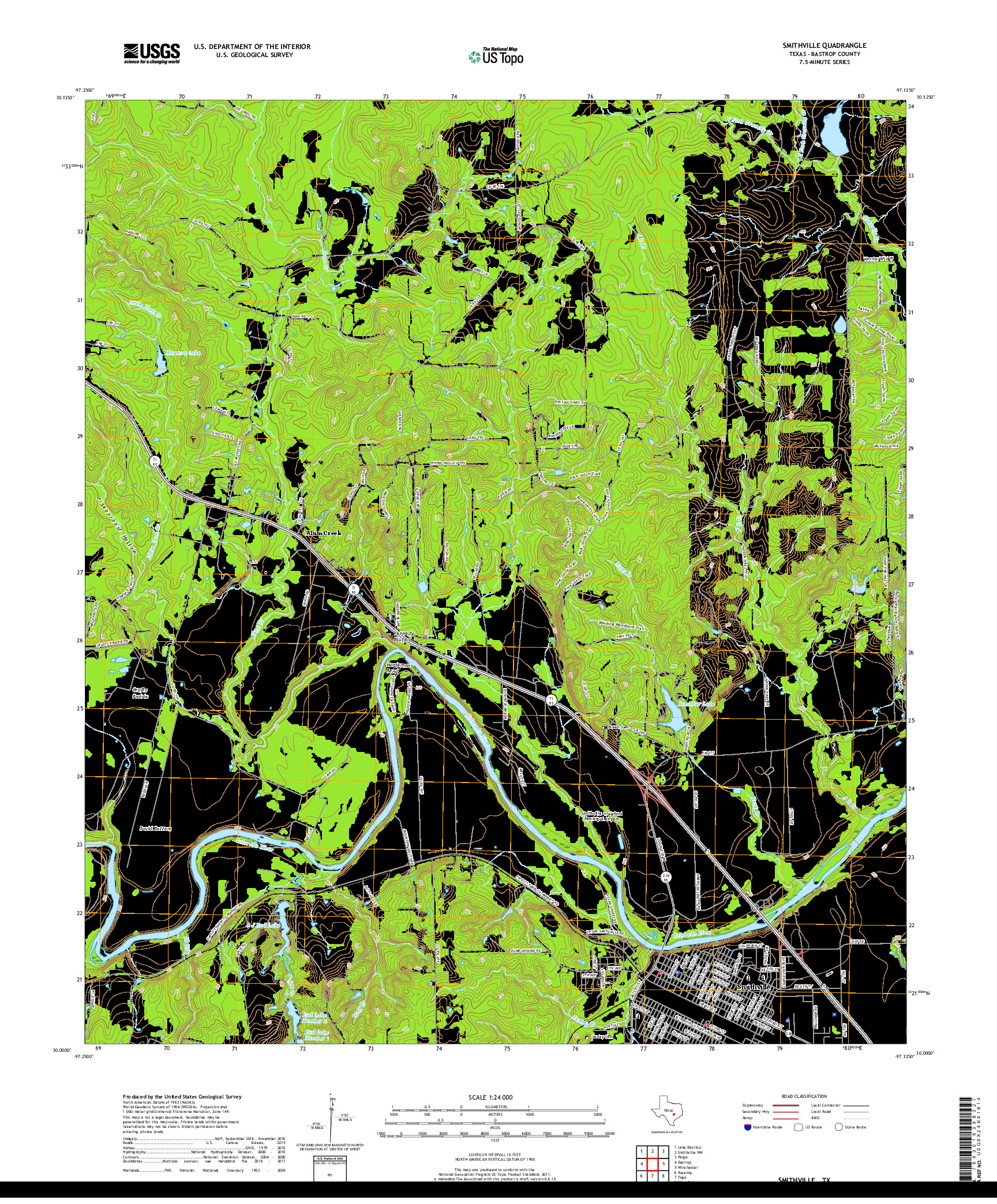 USGS US TOPO 7.5-MINUTE MAP FOR SMITHVILLE, TX 2019