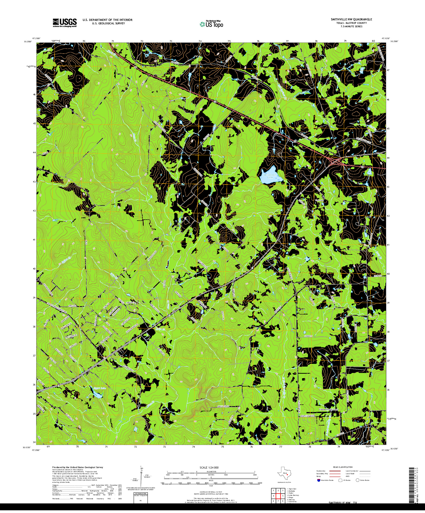 USGS US TOPO 7.5-MINUTE MAP FOR SMITHVILLE NW, TX 2019