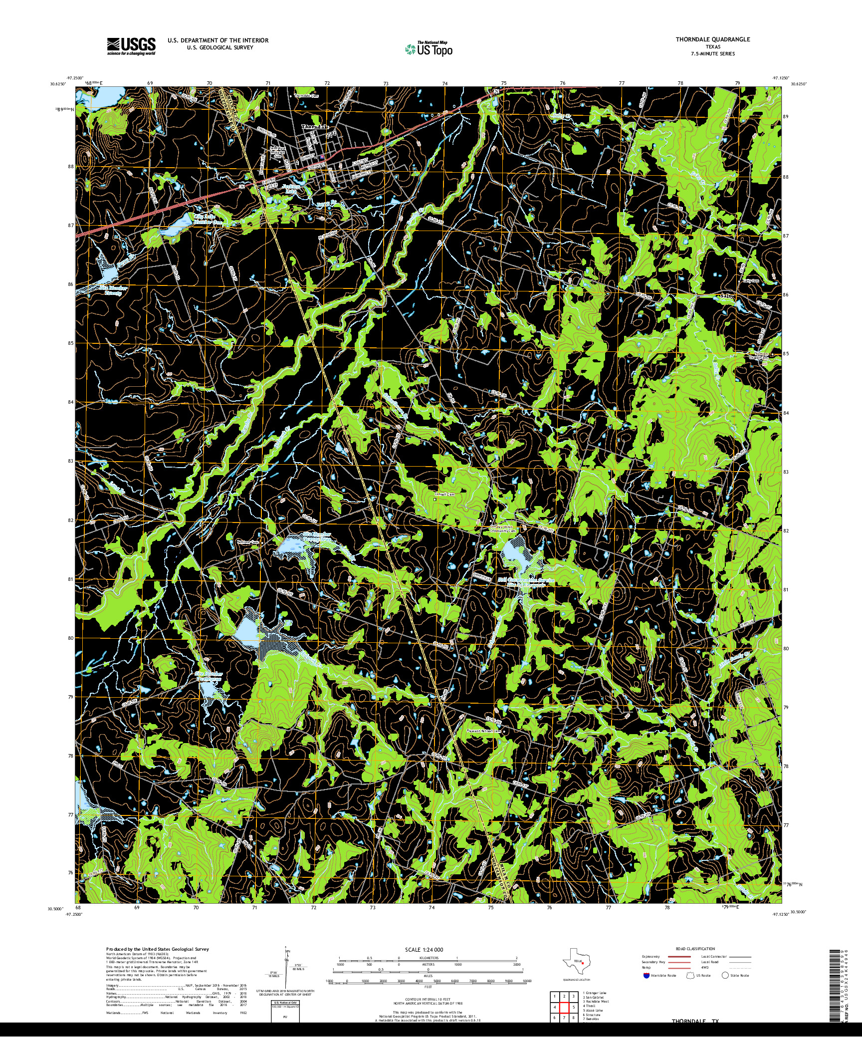 USGS US TOPO 7.5-MINUTE MAP FOR THORNDALE, TX 2019