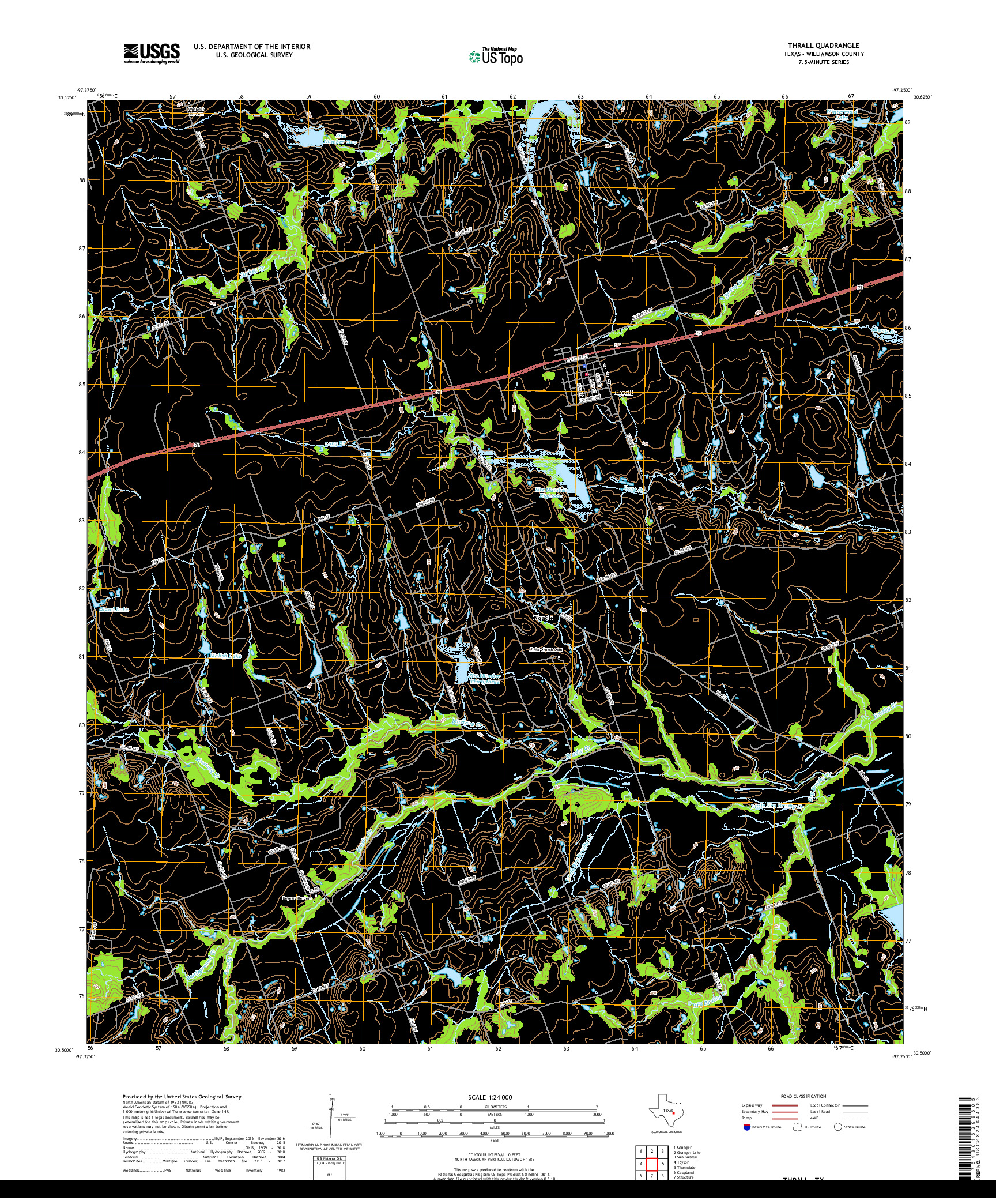 USGS US TOPO 7.5-MINUTE MAP FOR THRALL, TX 2019