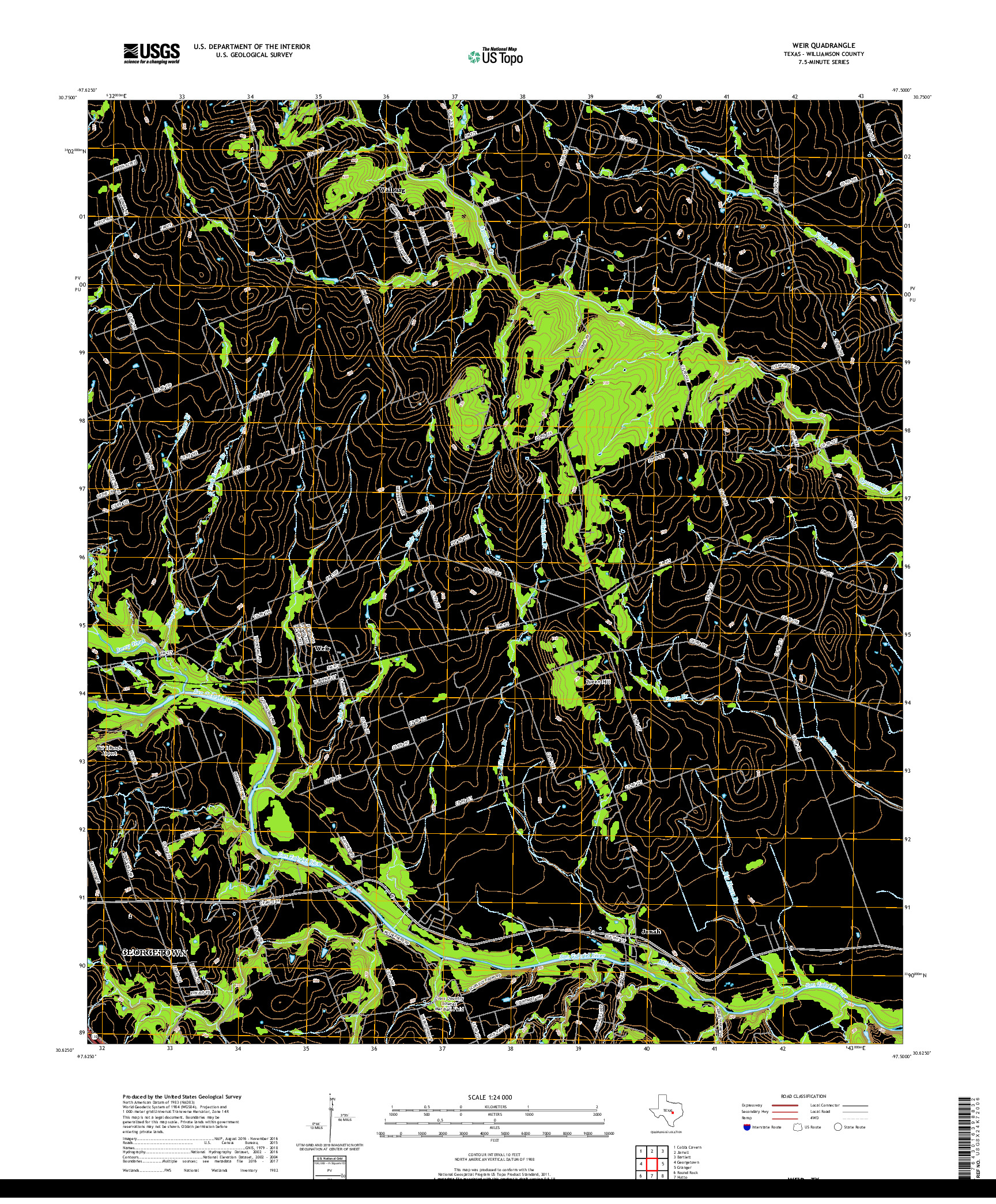 USGS US TOPO 7.5-MINUTE MAP FOR WEIR, TX 2019