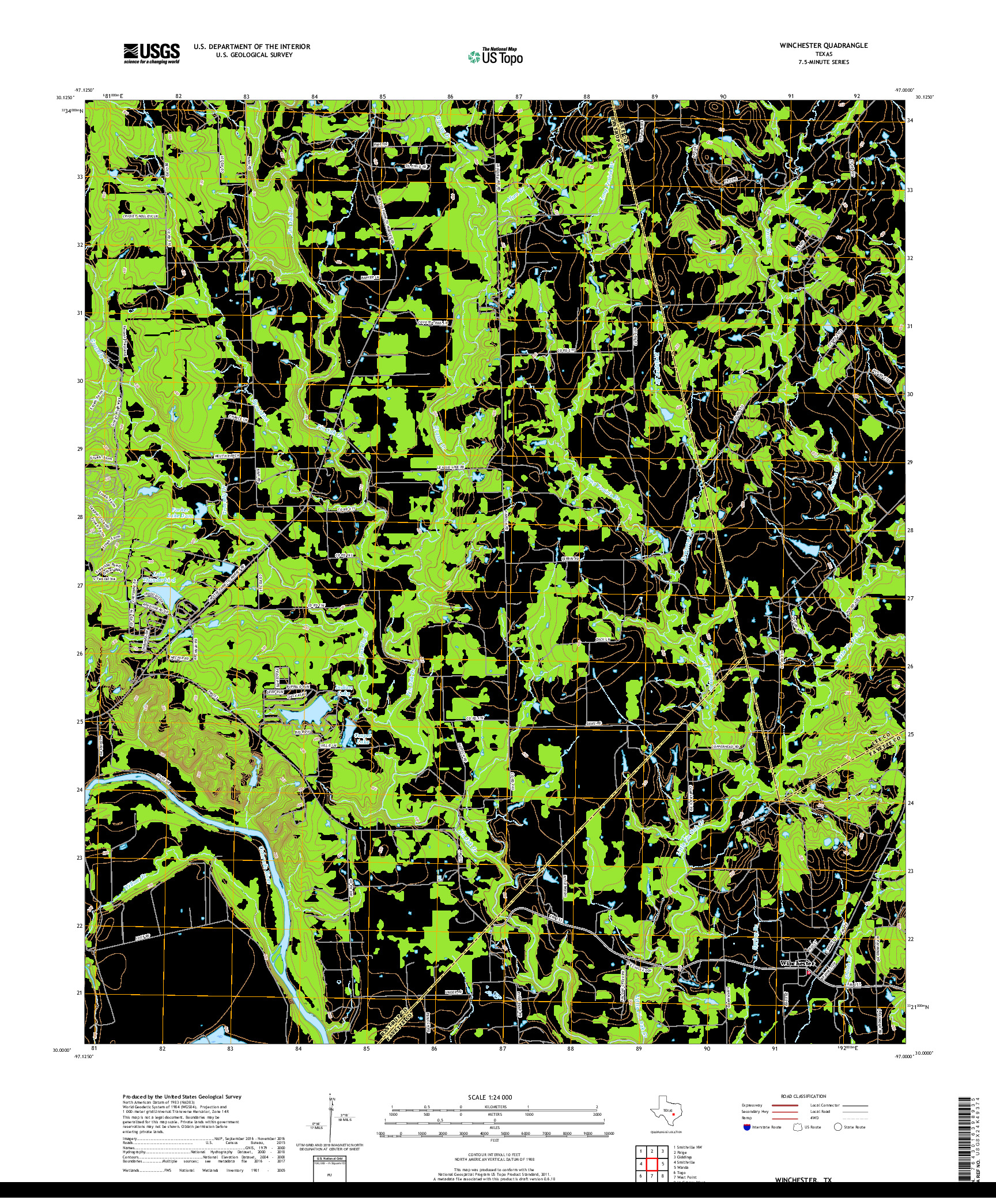 USGS US TOPO 7.5-MINUTE MAP FOR WINCHESTER, TX 2019