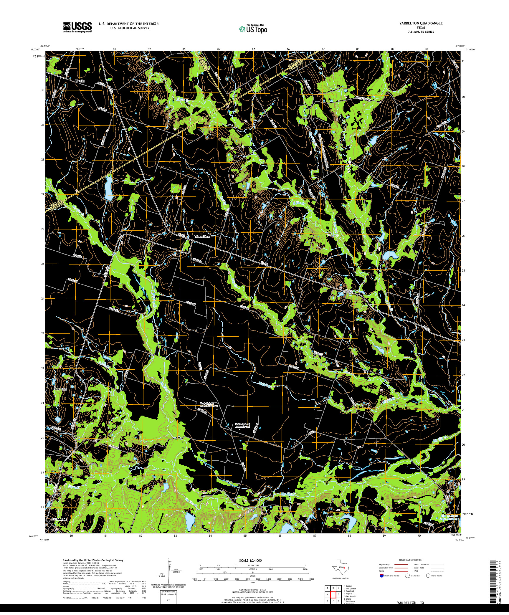 USGS US TOPO 7.5-MINUTE MAP FOR YARRELTON, TX 2019