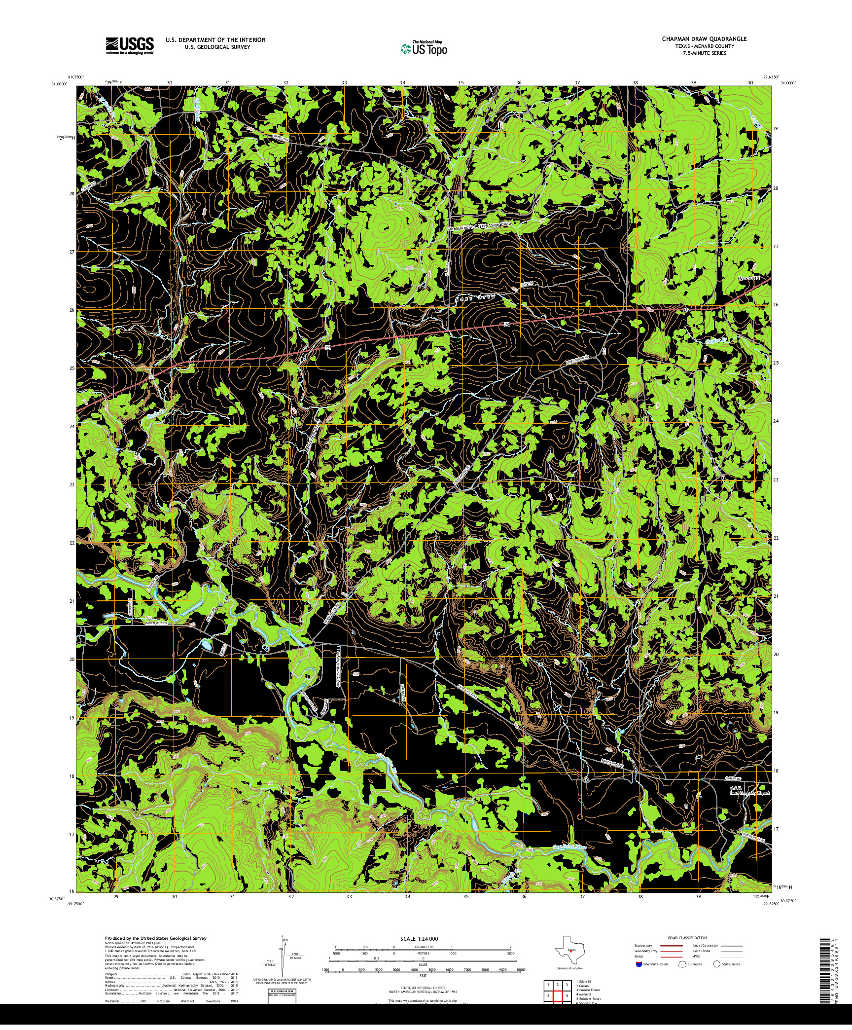 USGS US TOPO 7.5-MINUTE MAP FOR CHAPMAN DRAW, TX 2019