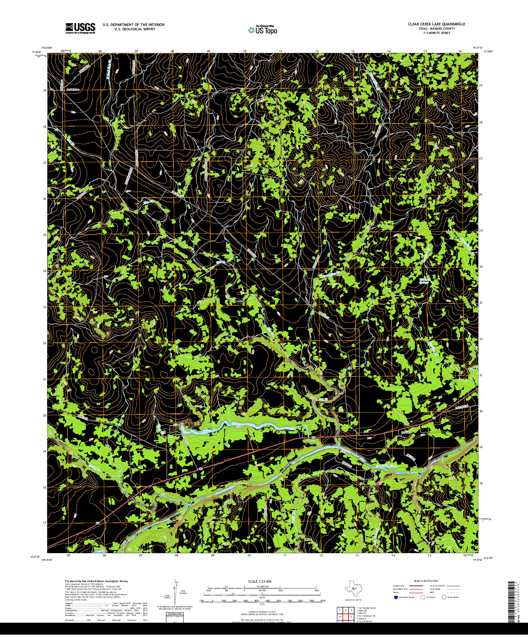 USGS US TOPO 7.5-MINUTE MAP FOR CLEAR CREEK LAKE, TX 2019