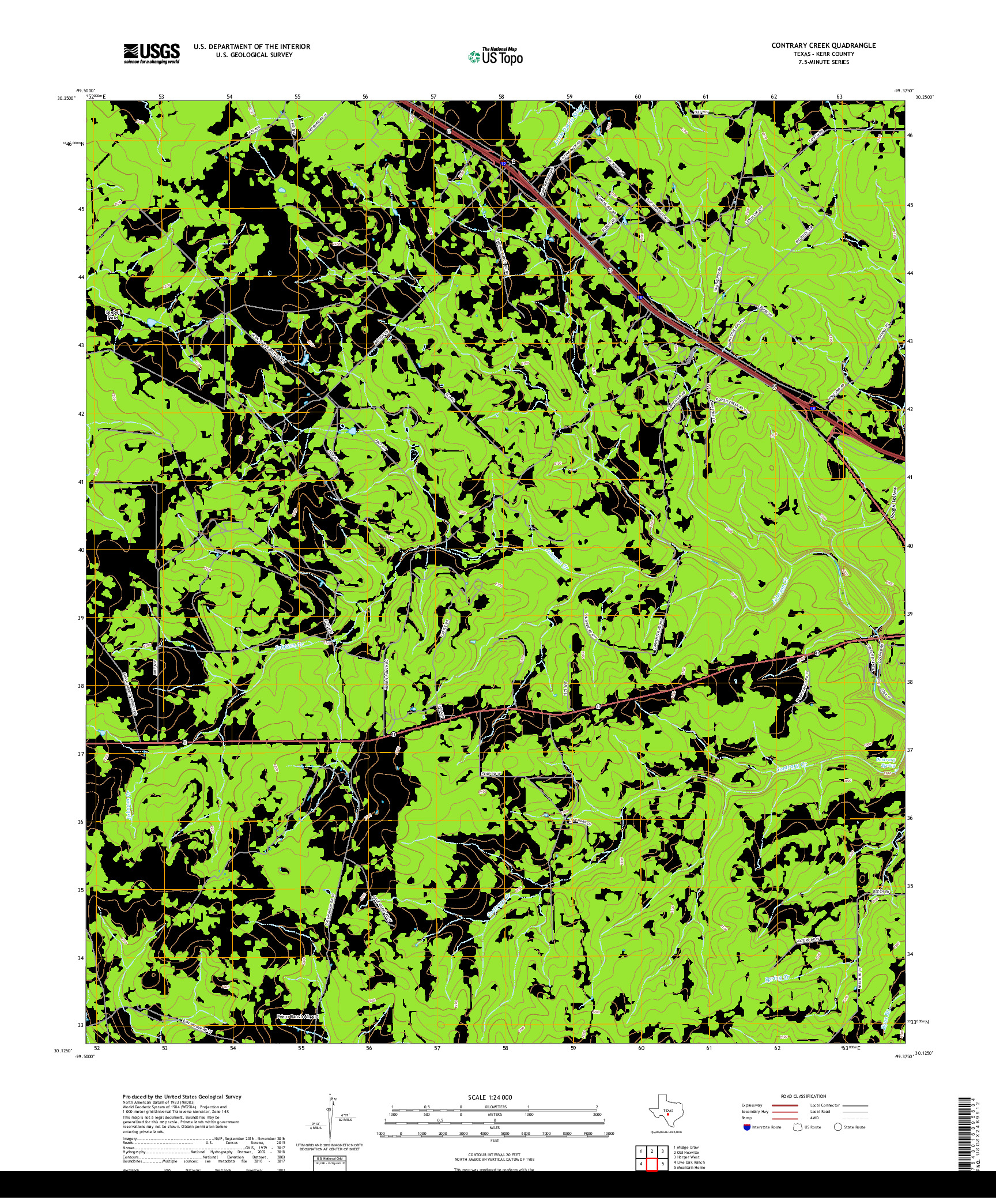 USGS US TOPO 7.5-MINUTE MAP FOR CONTRARY CREEK, TX 2019