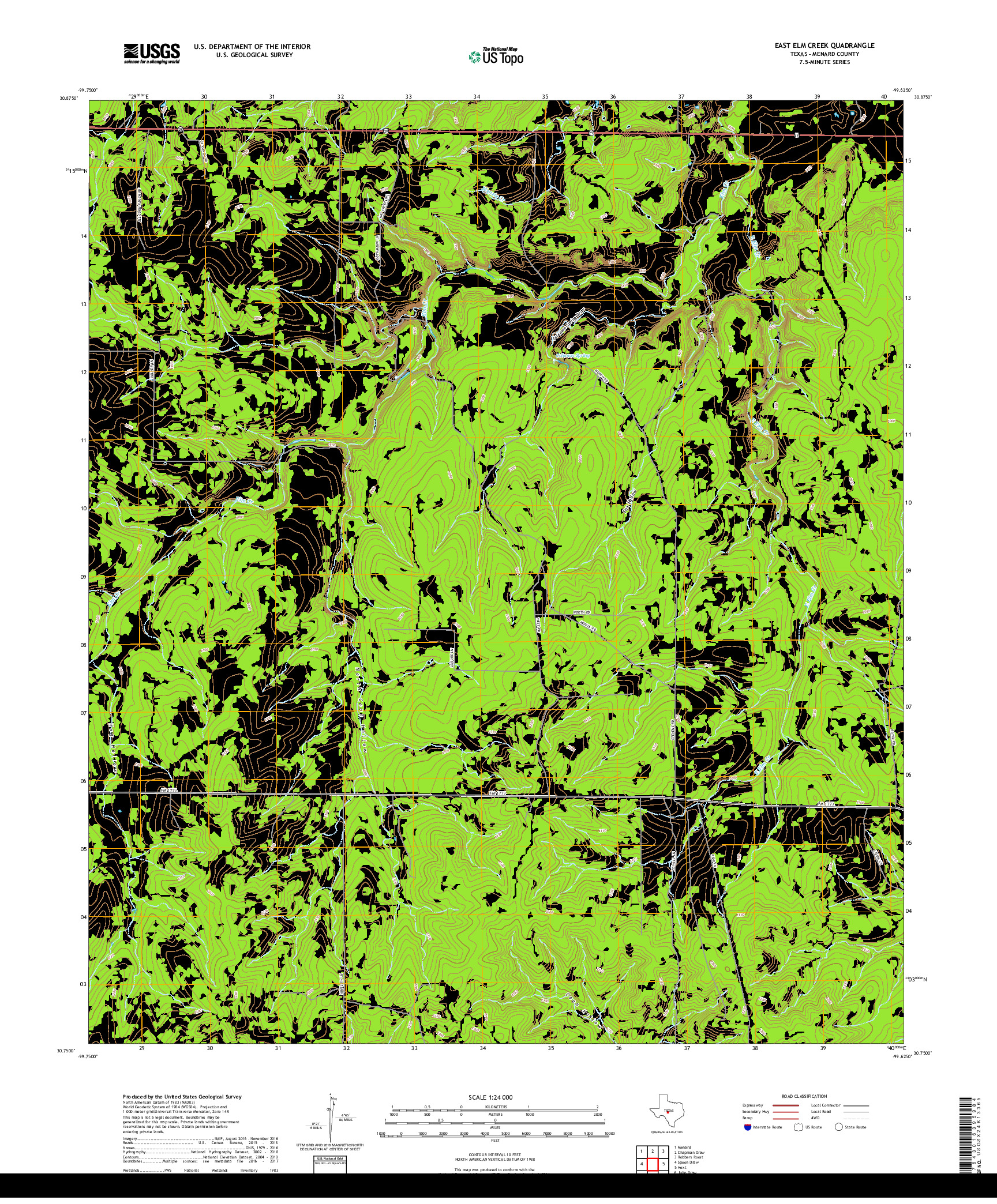 USGS US TOPO 7.5-MINUTE MAP FOR EAST ELM CREEK, TX 2019