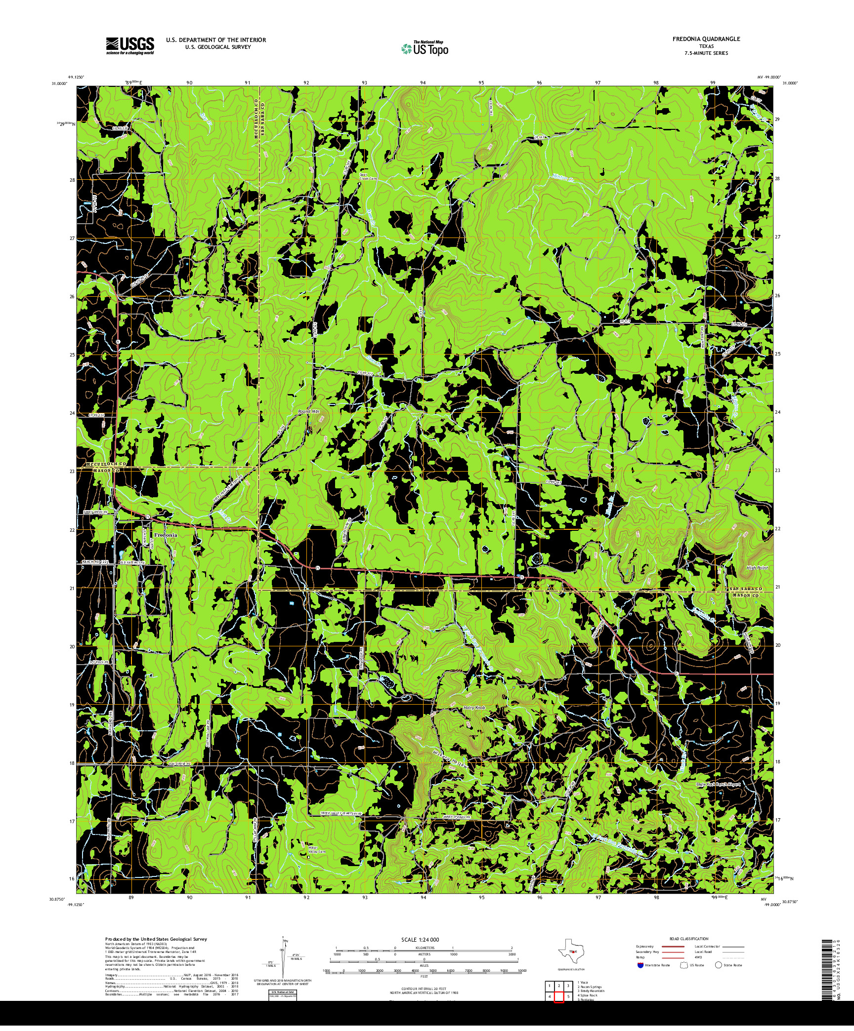 USGS US TOPO 7.5-MINUTE MAP FOR FREDONIA, TX 2019