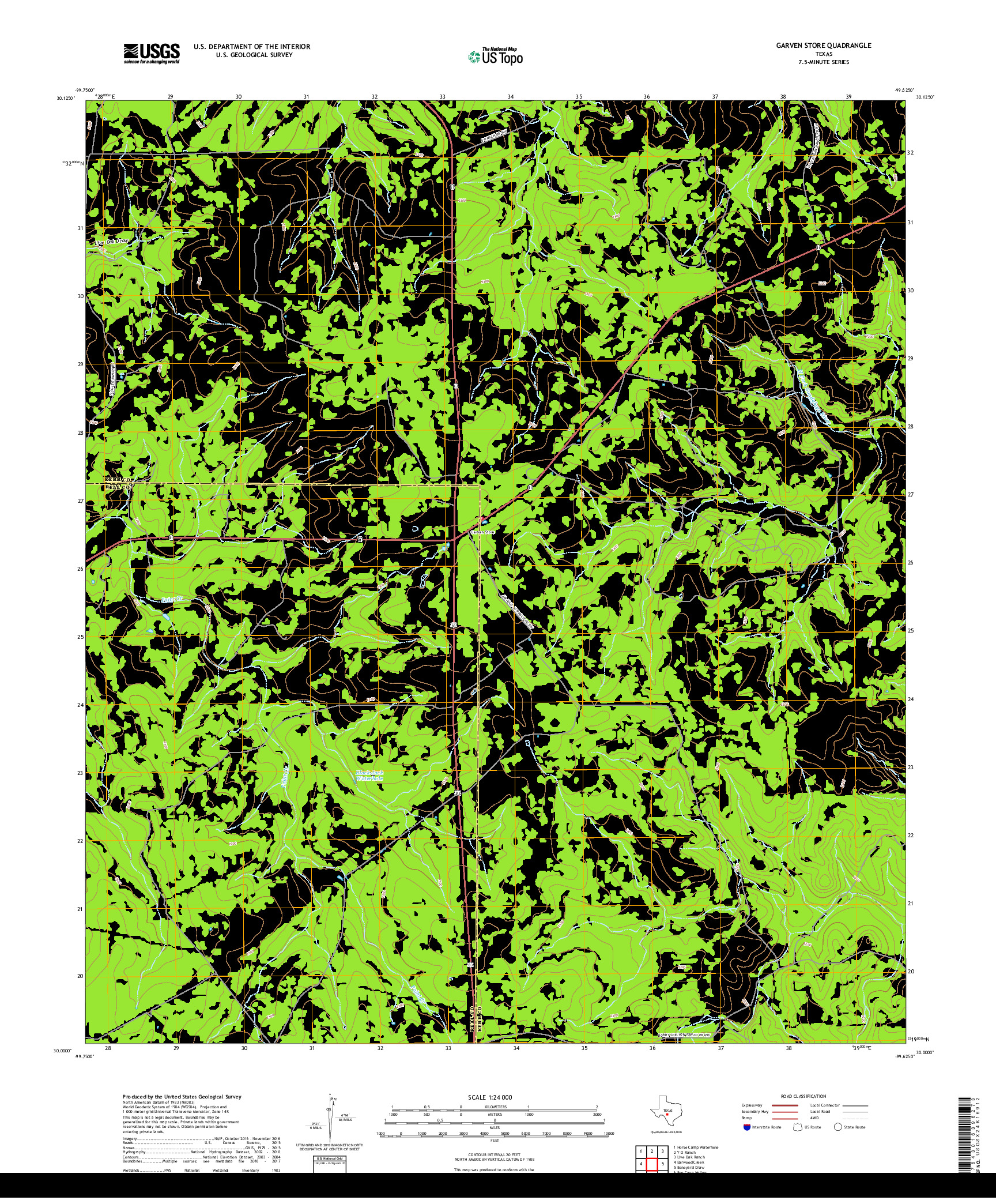 USGS US TOPO 7.5-MINUTE MAP FOR GARVEN STORE, TX 2019