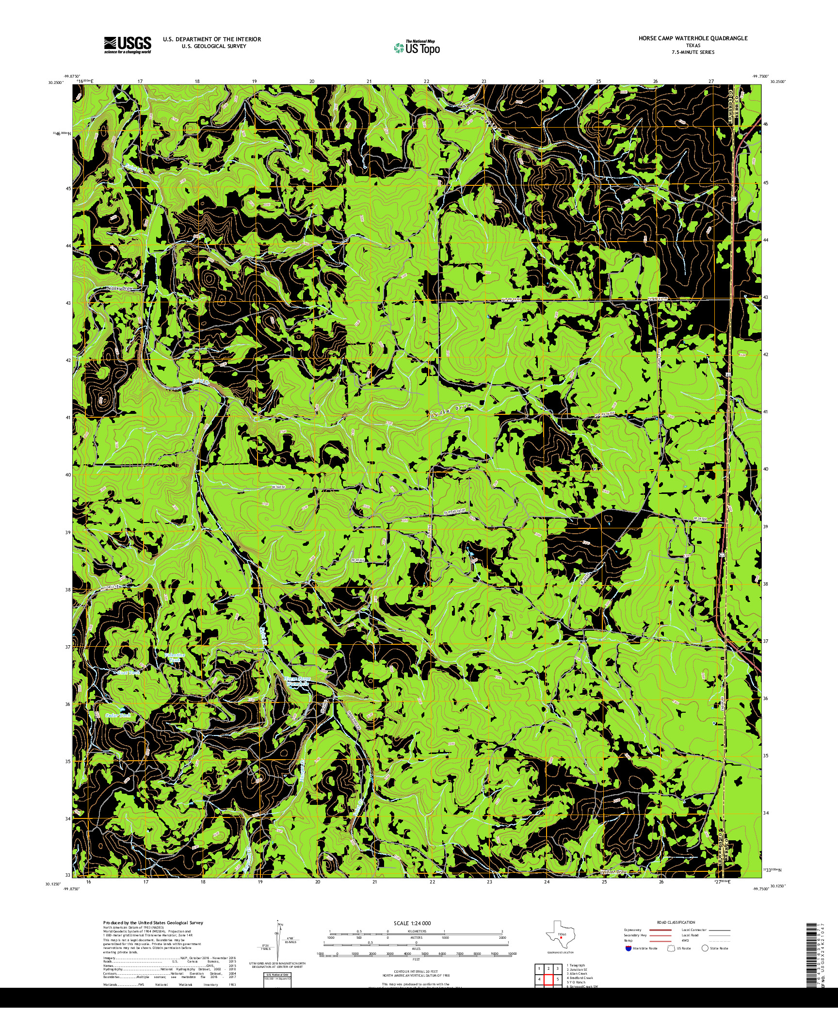 USGS US TOPO 7.5-MINUTE MAP FOR HORSE CAMP WATERHOLE, TX 2019