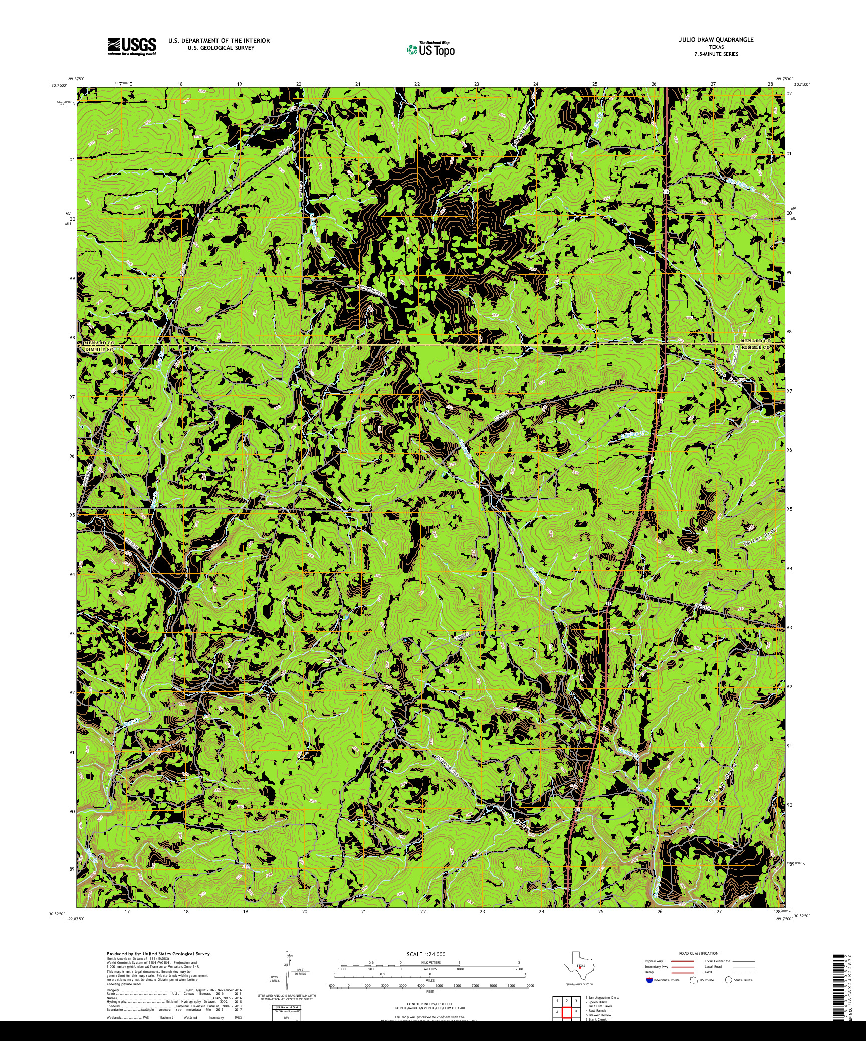 USGS US TOPO 7.5-MINUTE MAP FOR JULIO DRAW, TX 2019