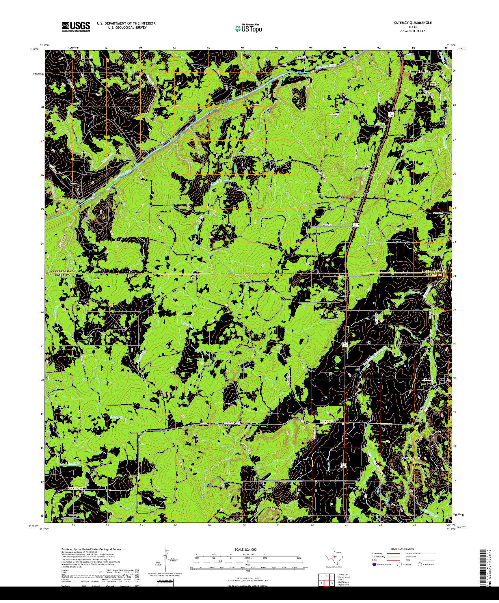 USGS US TOPO 7.5-MINUTE MAP FOR KATEMCY, TX 2019