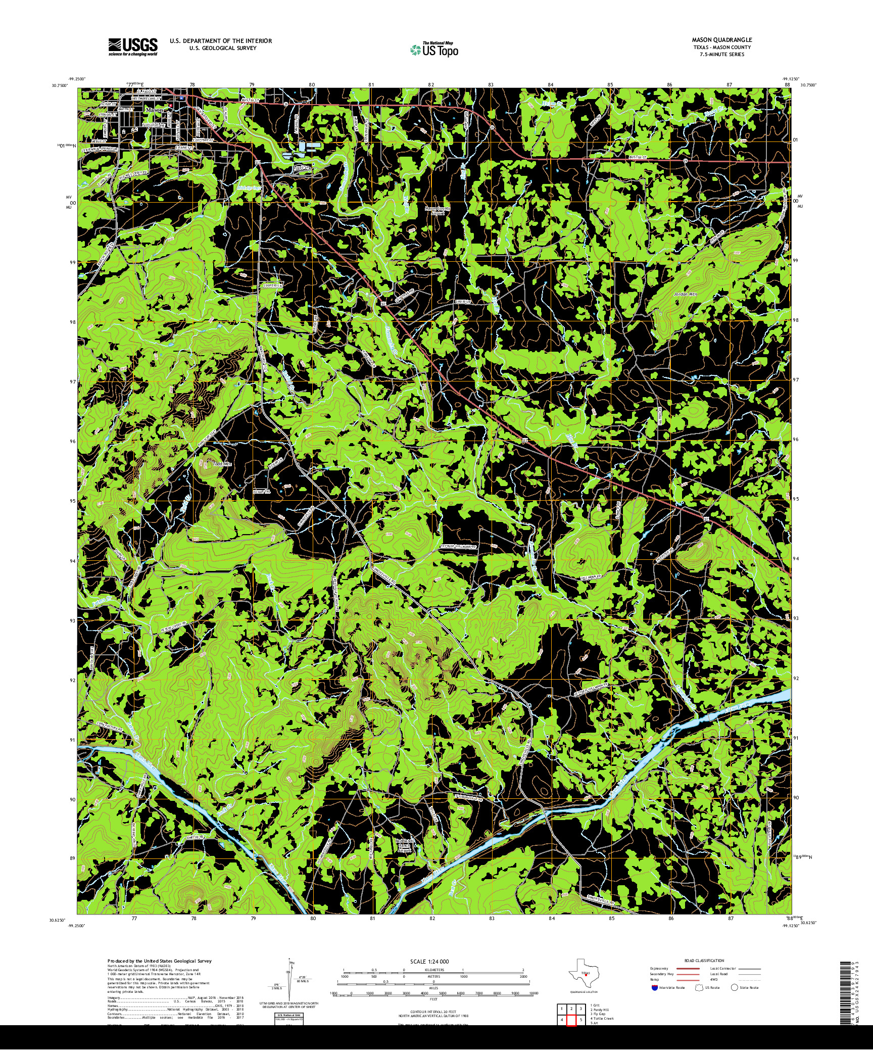 USGS US TOPO 7.5-MINUTE MAP FOR MASON, TX 2019