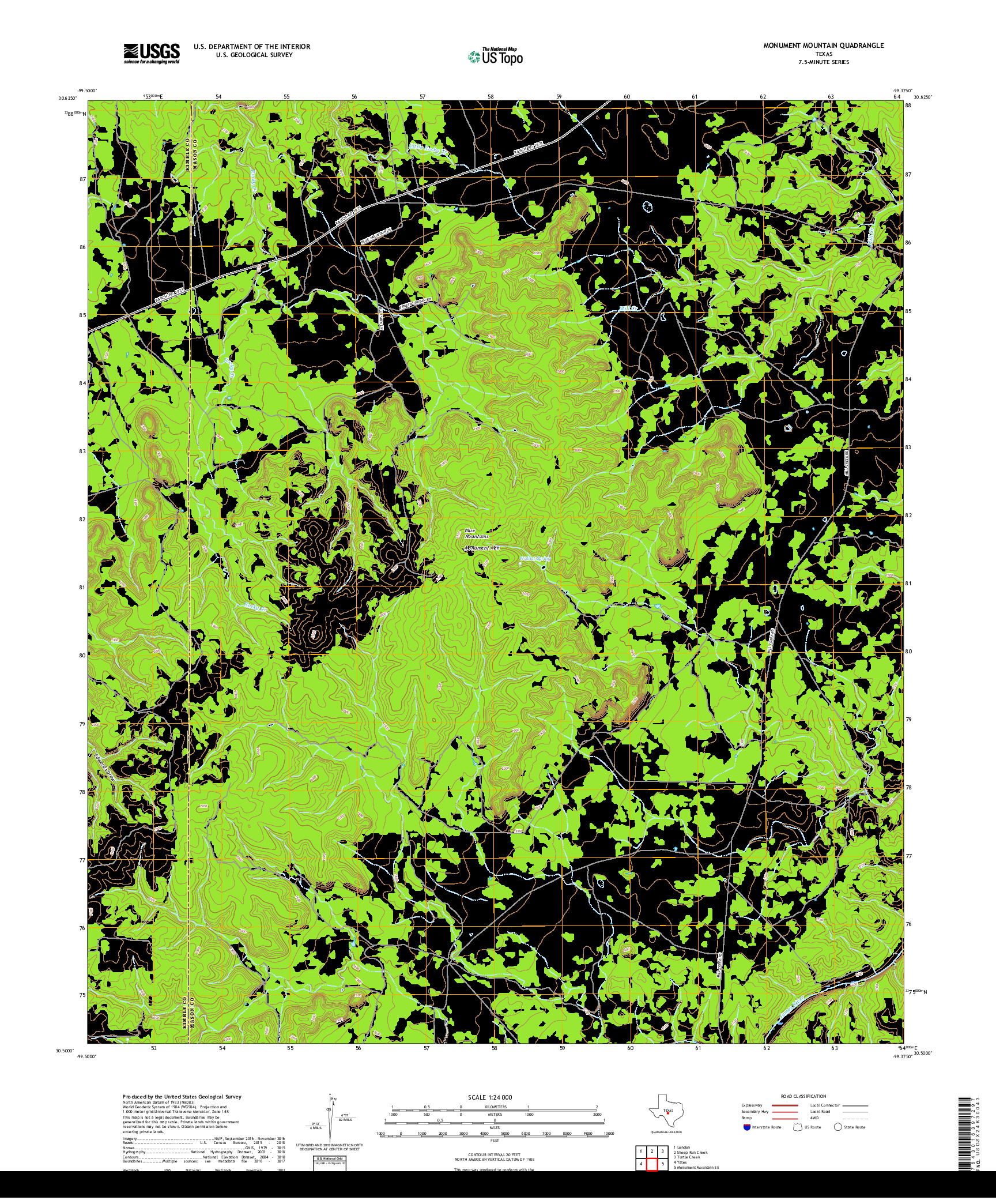 USGS US TOPO 7.5-MINUTE MAP FOR MONUMENT MOUNTAIN, TX 2019