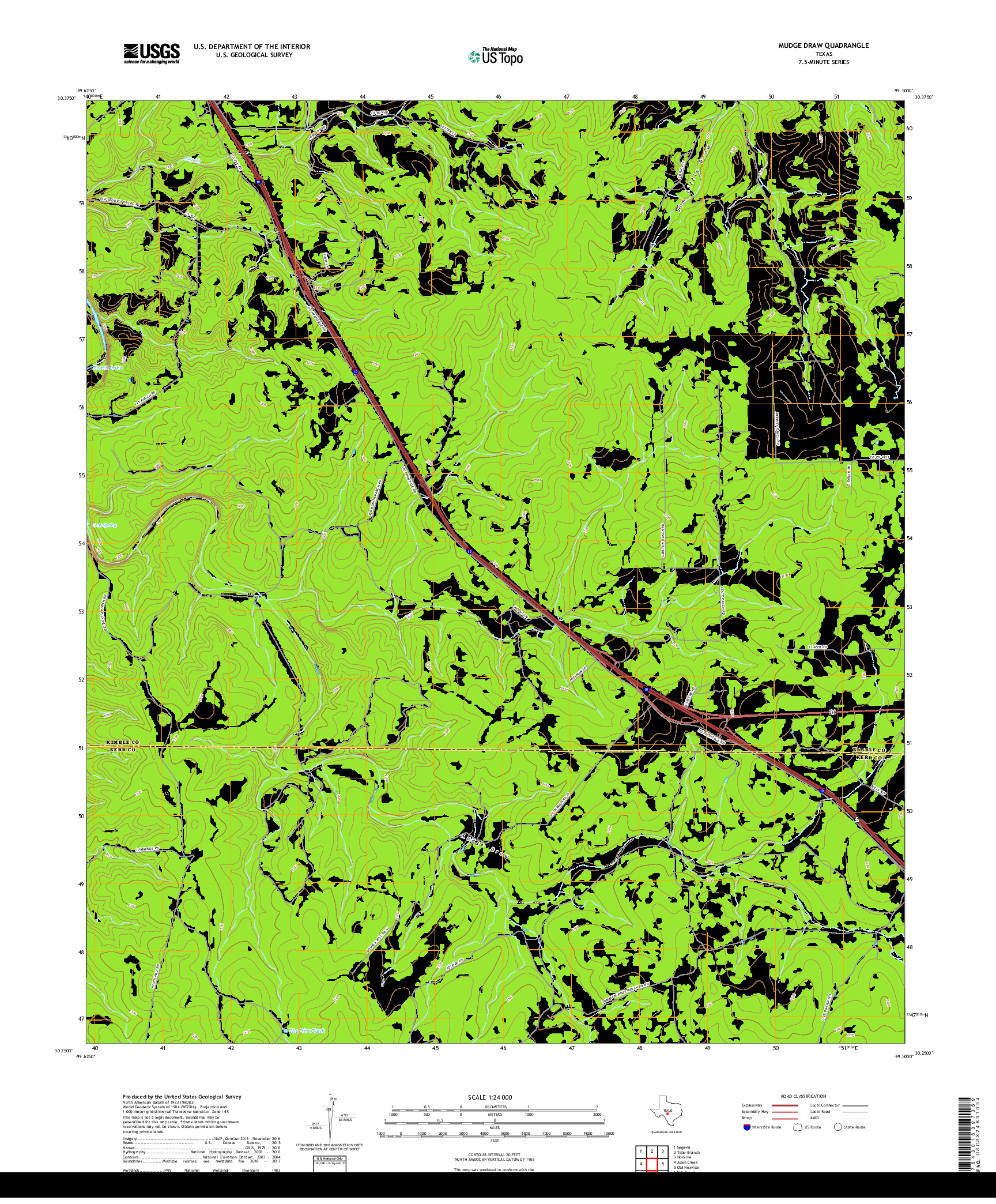 USGS US TOPO 7.5-MINUTE MAP FOR MUDGE DRAW, TX 2019