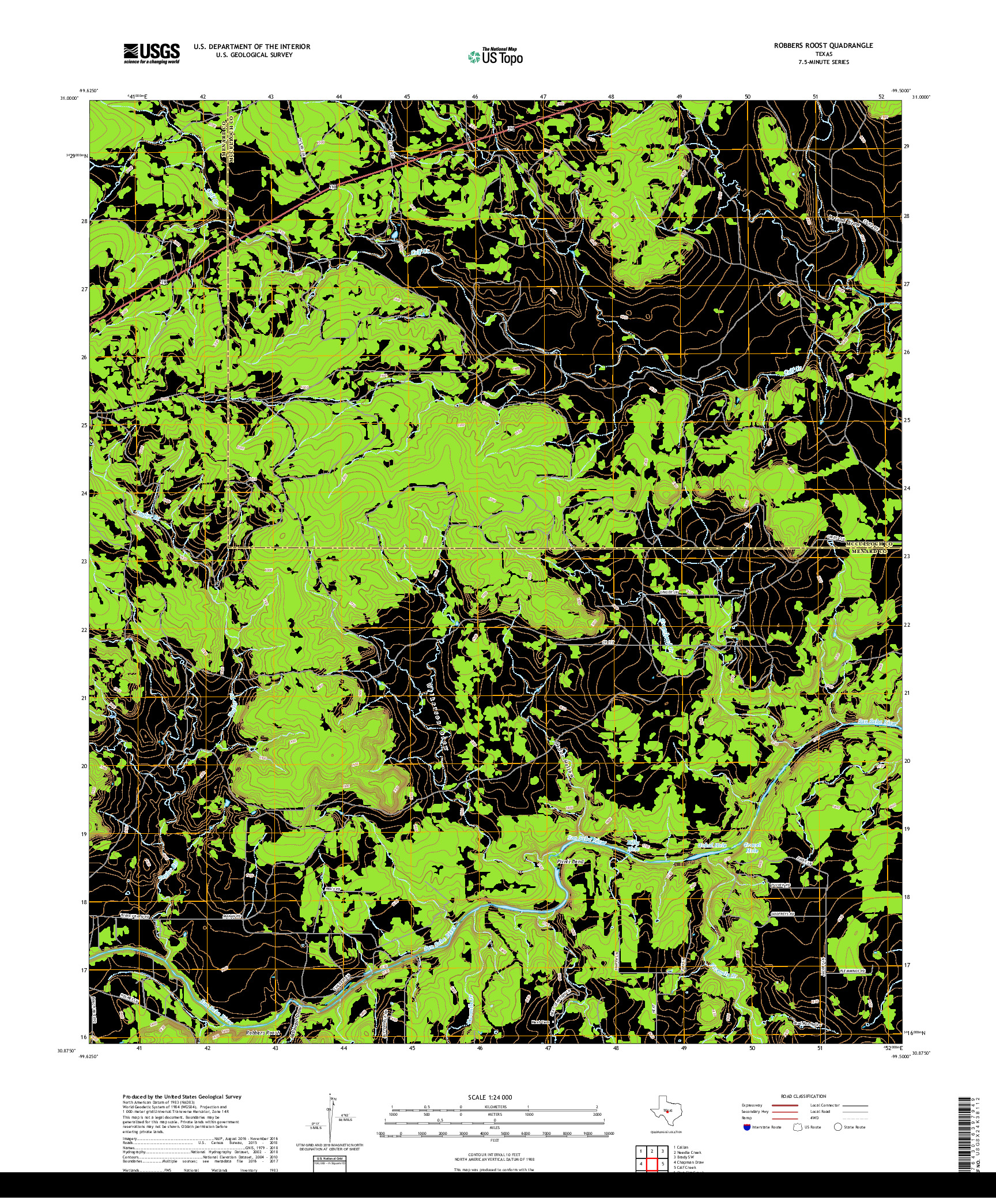 USGS US TOPO 7.5-MINUTE MAP FOR ROBBERS ROOST, TX 2019