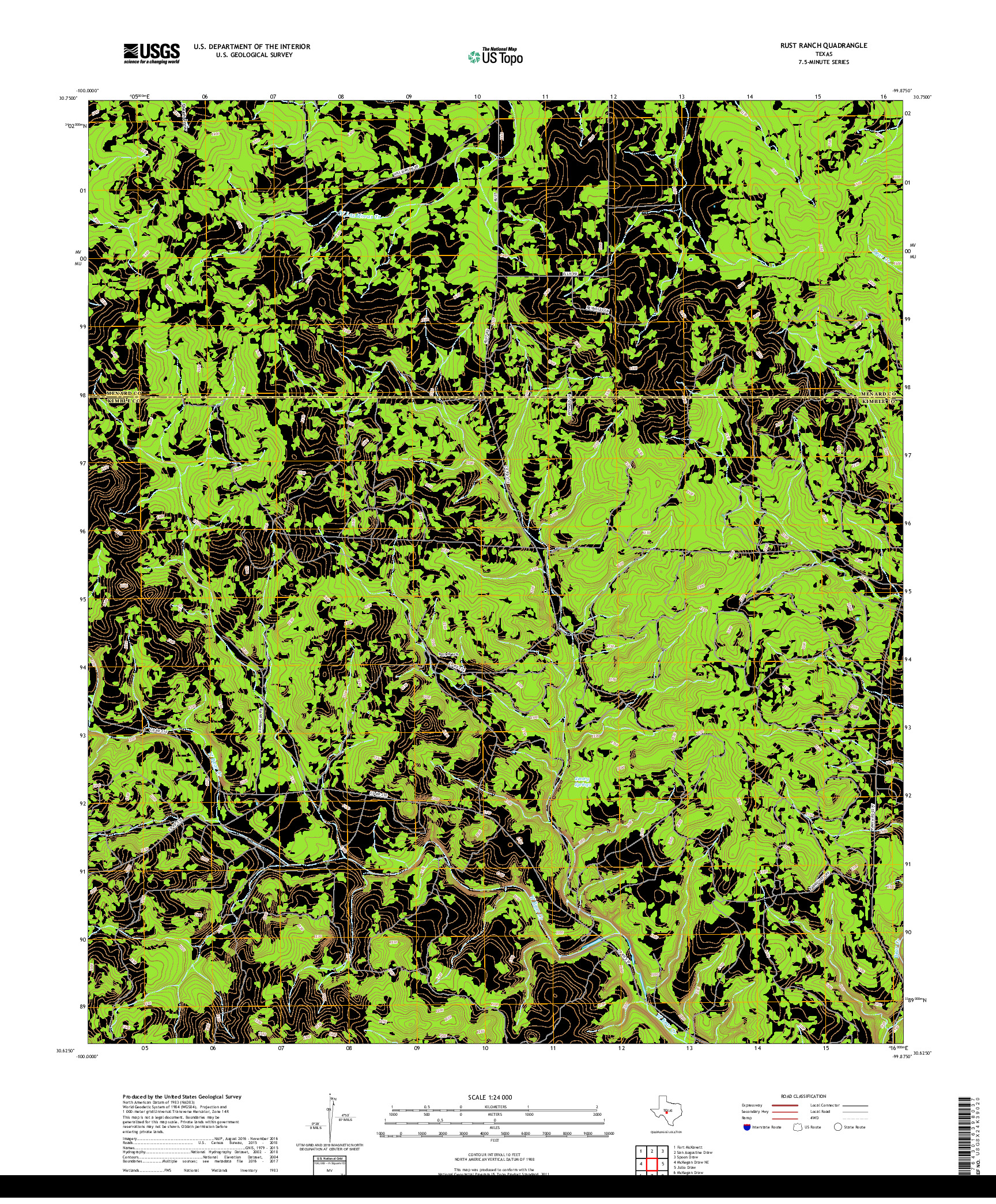 USGS US TOPO 7.5-MINUTE MAP FOR RUST RANCH, TX 2019