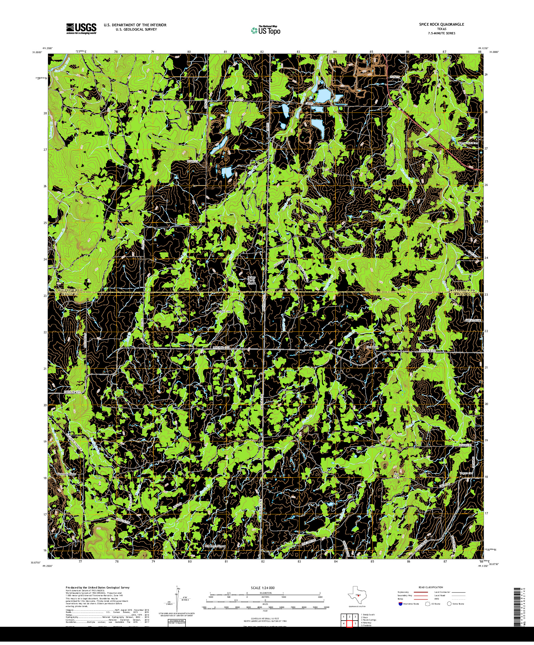 USGS US TOPO 7.5-MINUTE MAP FOR SPICE ROCK, TX 2019