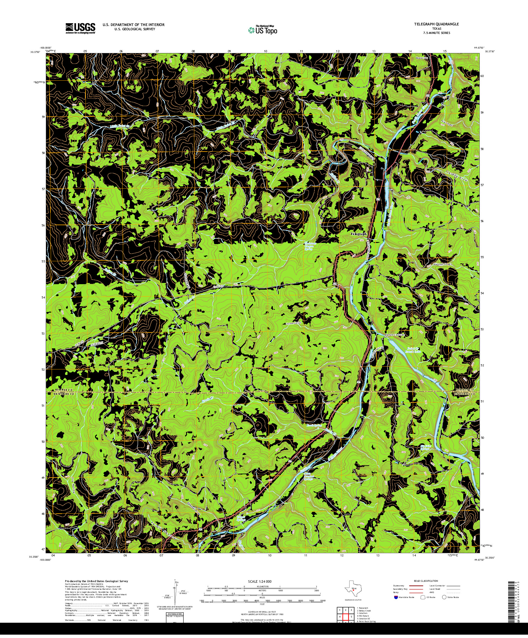USGS US TOPO 7.5-MINUTE MAP FOR TELEGRAPH, TX 2019