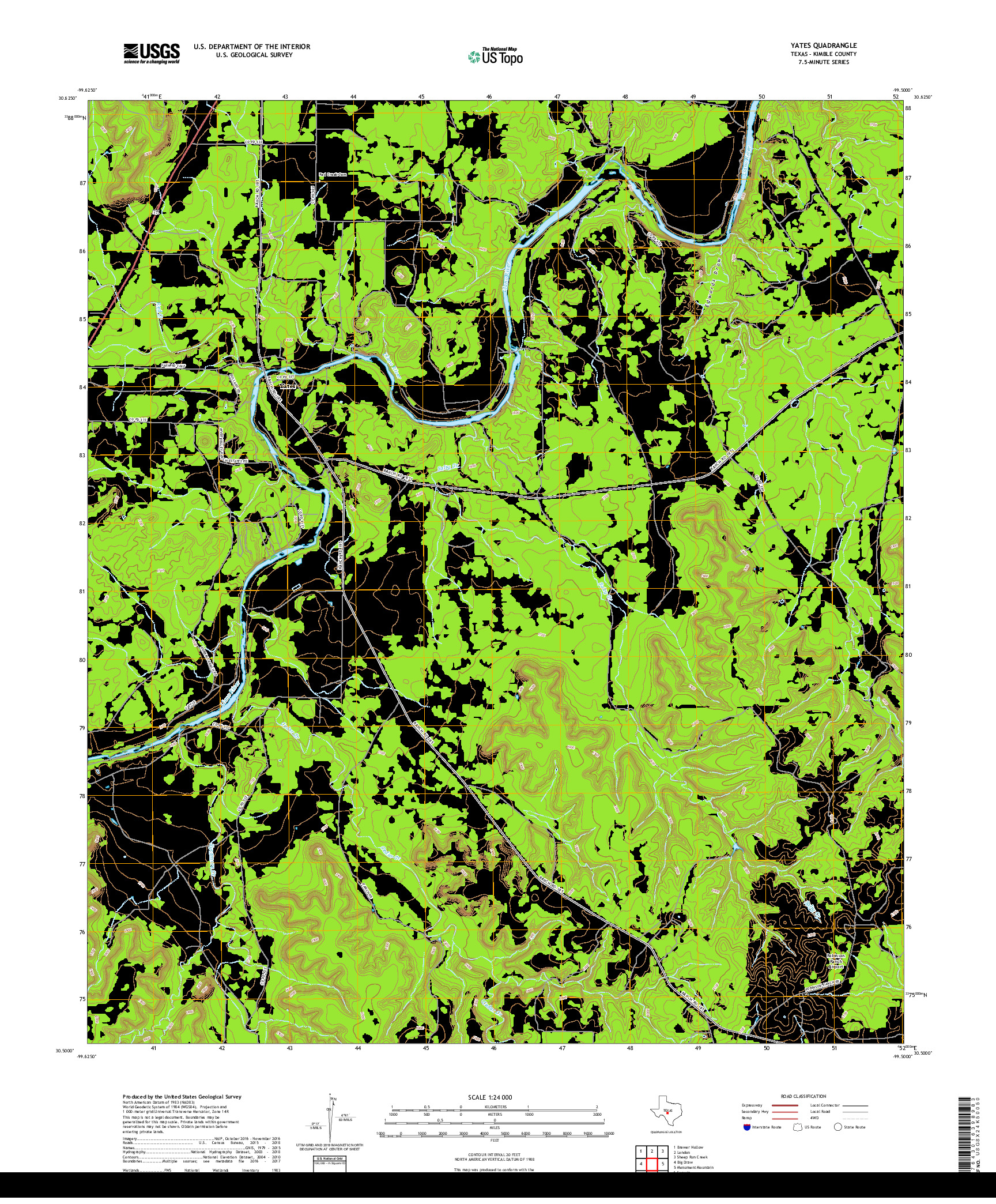 USGS US TOPO 7.5-MINUTE MAP FOR YATES, TX 2019