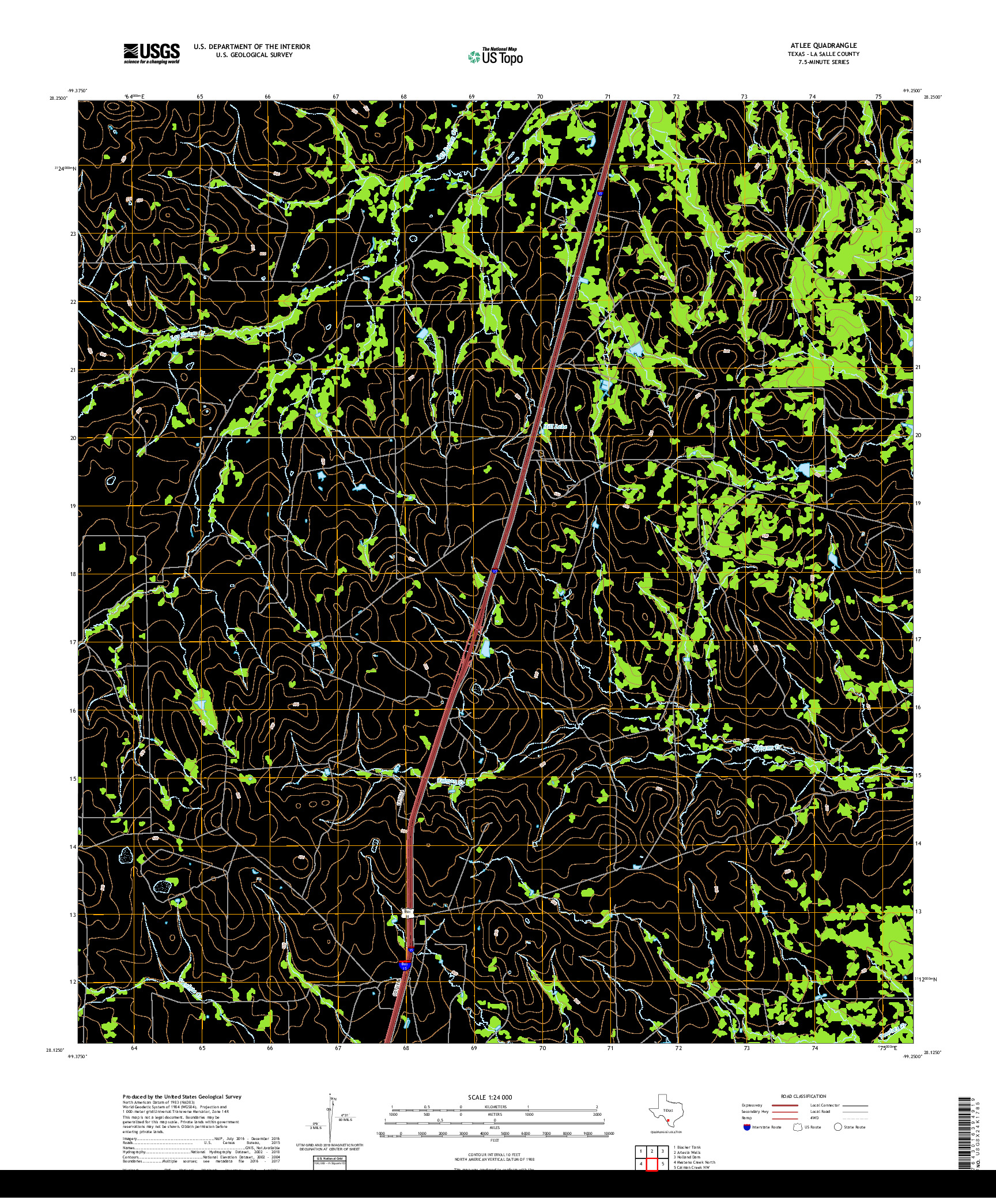 USGS US TOPO 7.5-MINUTE MAP FOR ATLEE, TX 2019