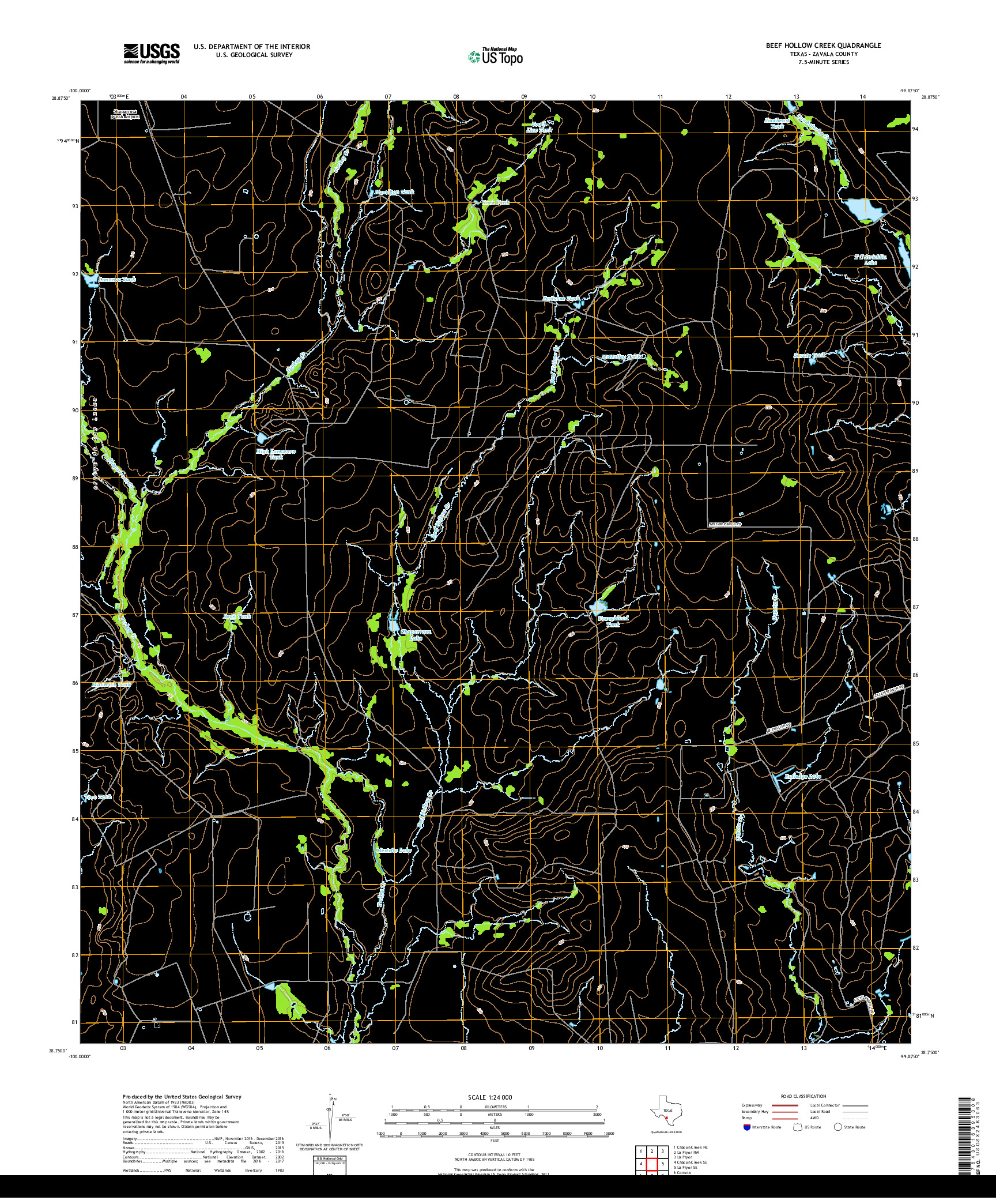 USGS US TOPO 7.5-MINUTE MAP FOR BEEF HOLLOW CREEK, TX 2019