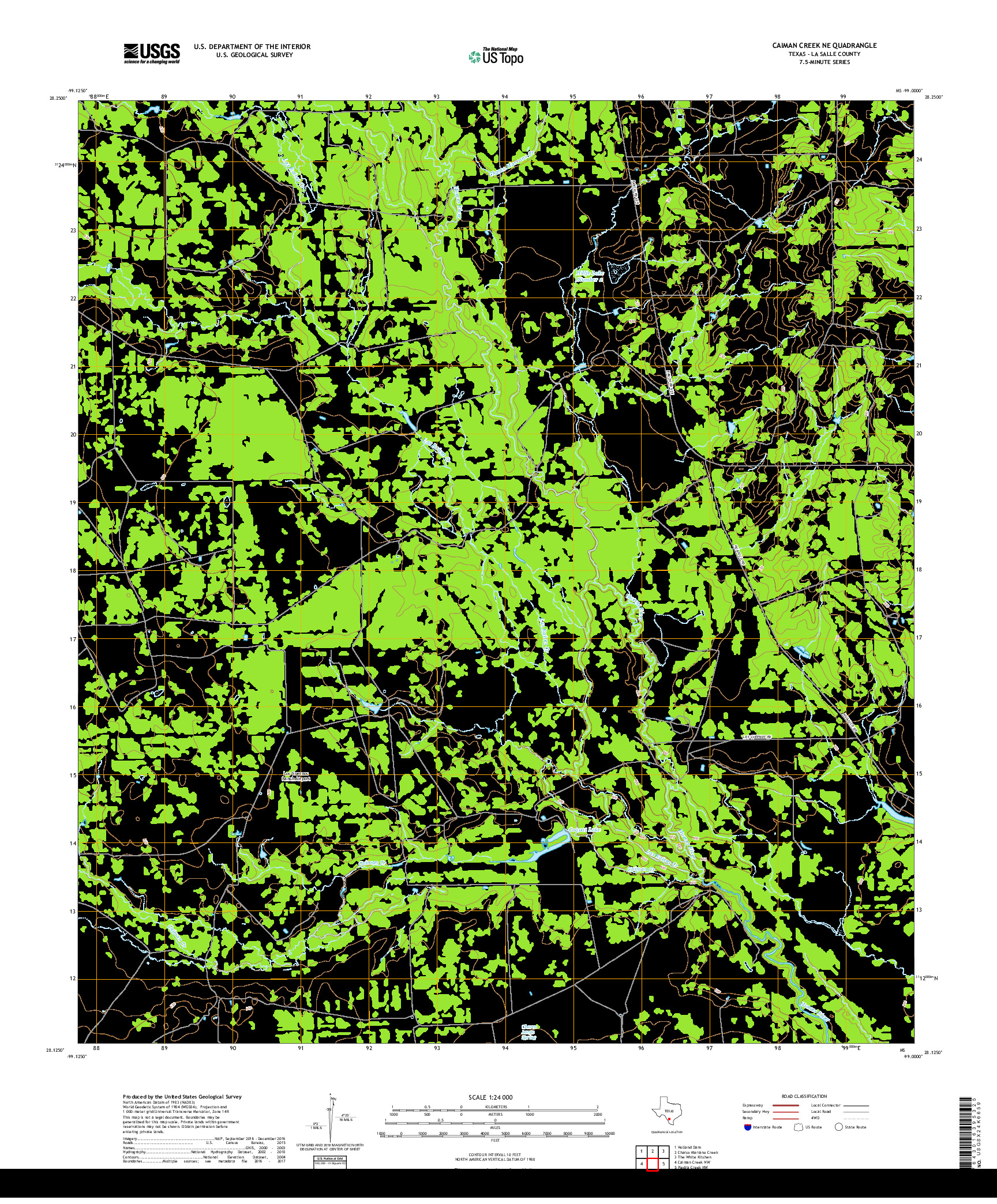 USGS US TOPO 7.5-MINUTE MAP FOR CAIMAN CREEK NE, TX 2019