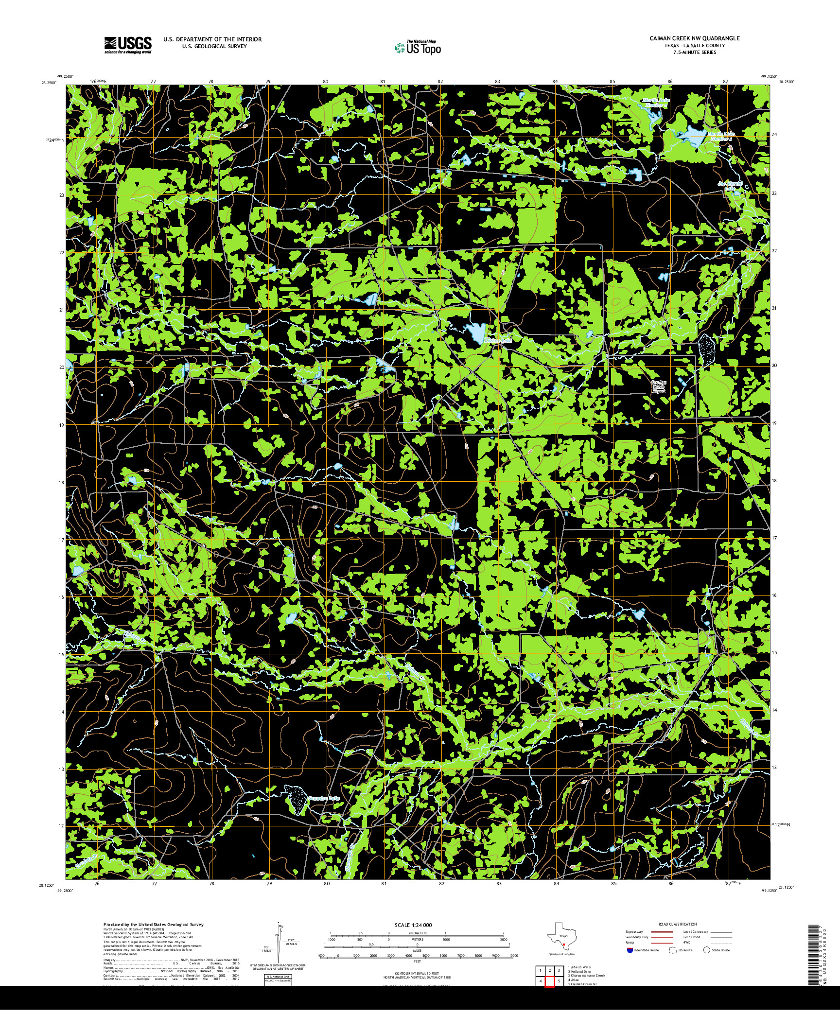 USGS US TOPO 7.5-MINUTE MAP FOR CAIMAN CREEK NW, TX 2019