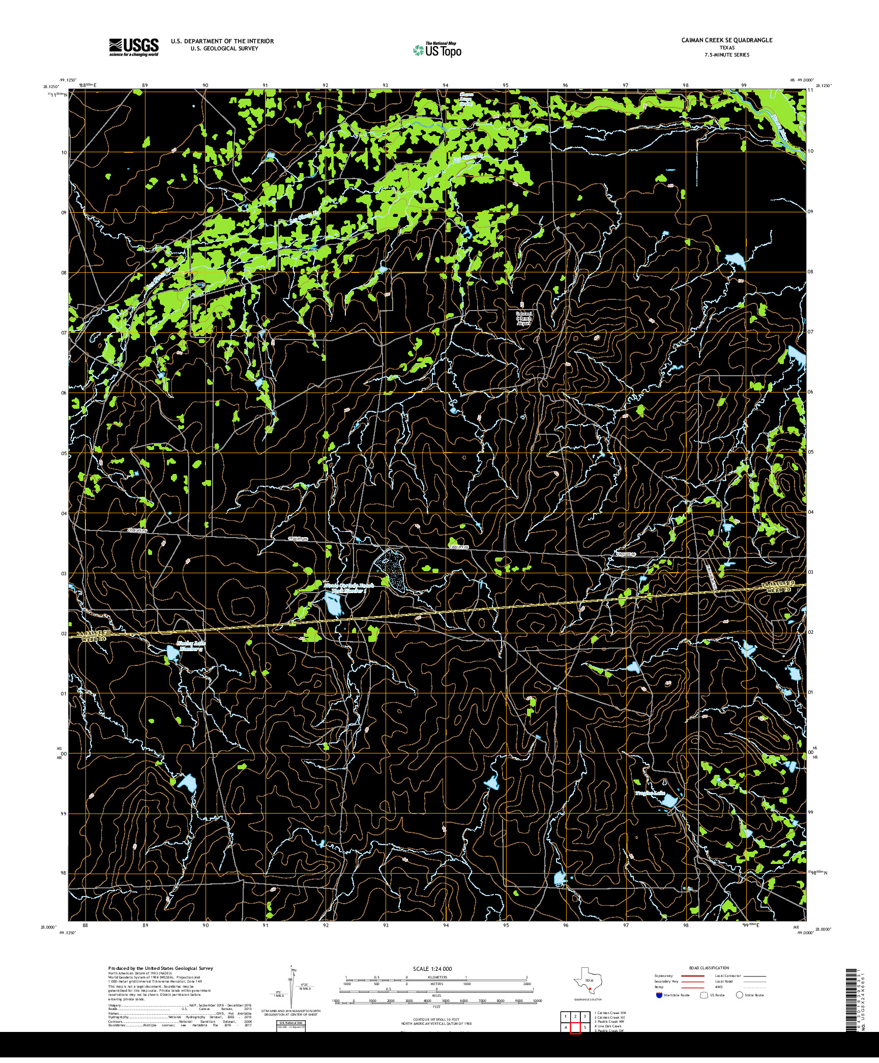 USGS US TOPO 7.5-MINUTE MAP FOR CAIMAN CREEK SE, TX 2019