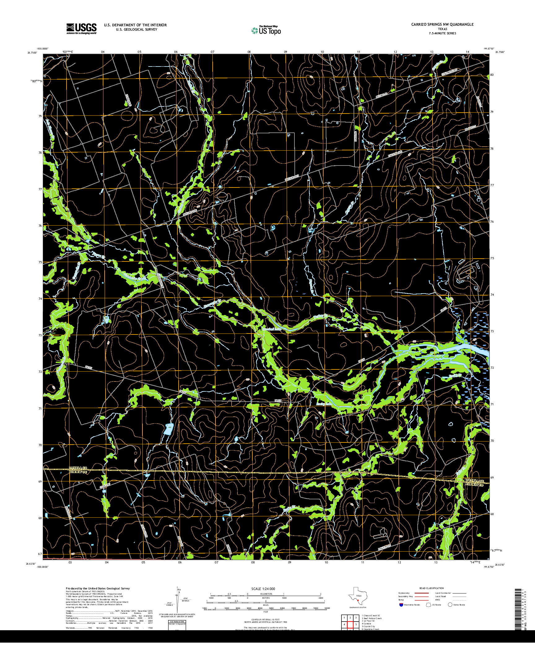 USGS US TOPO 7.5-MINUTE MAP FOR CARRIZO SPRINGS NW, TX 2019