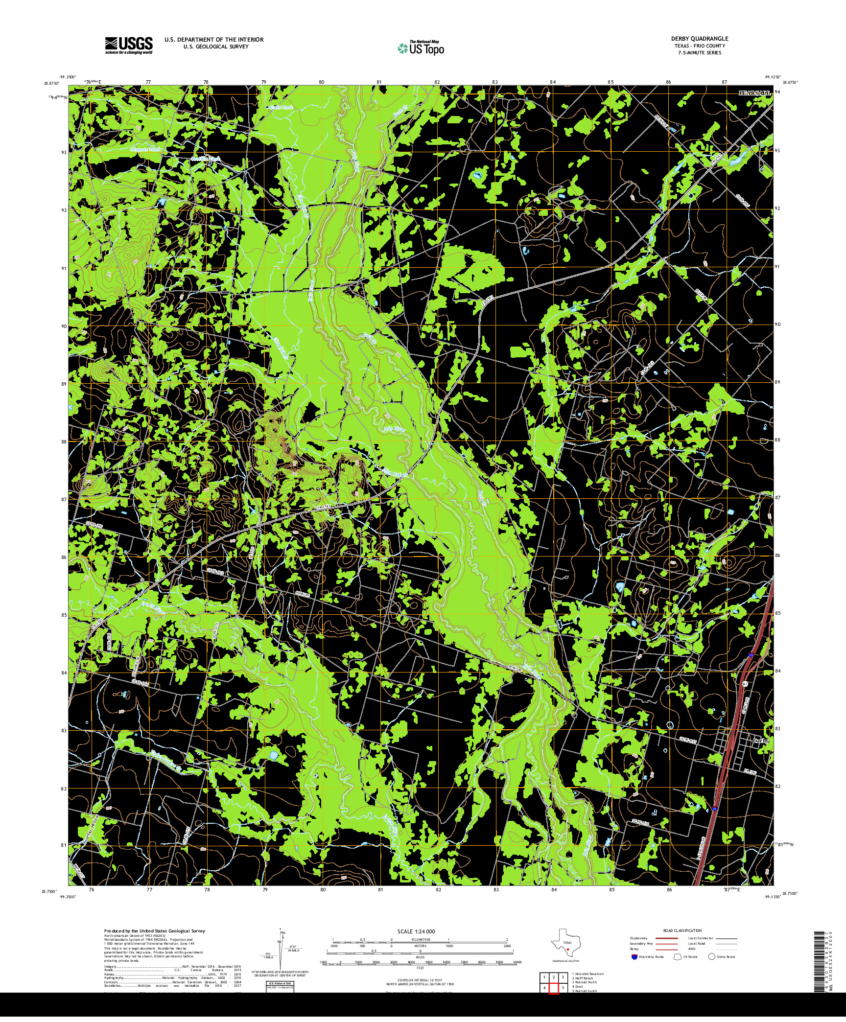 USGS US TOPO 7.5-MINUTE MAP FOR DERBY, TX 2019