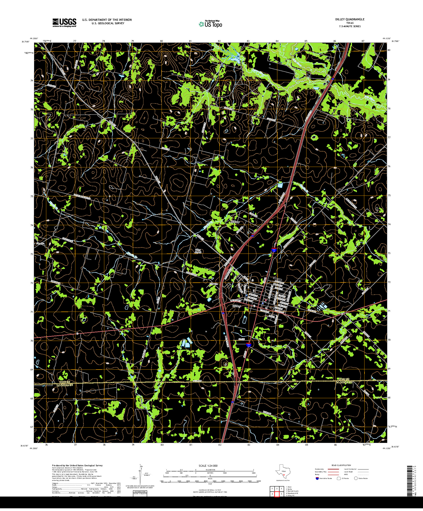 USGS US TOPO 7.5-MINUTE MAP FOR DILLEY, TX 2019