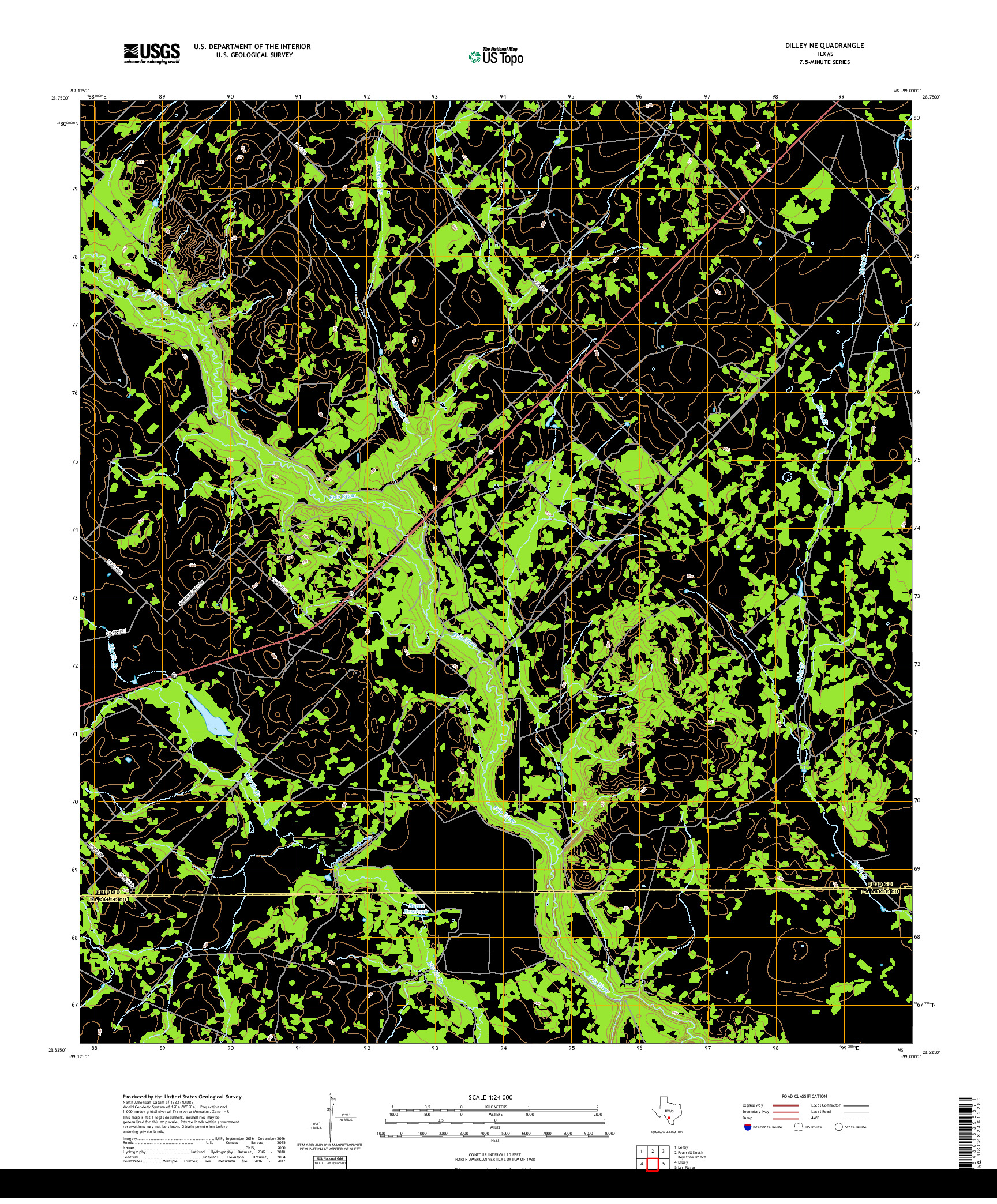 USGS US TOPO 7.5-MINUTE MAP FOR DILLEY NE, TX 2019