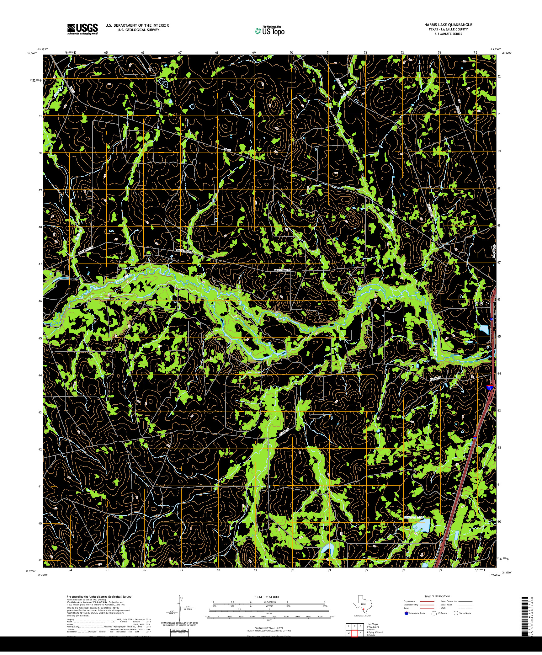 USGS US TOPO 7.5-MINUTE MAP FOR HARRIS LAKE, TX 2019