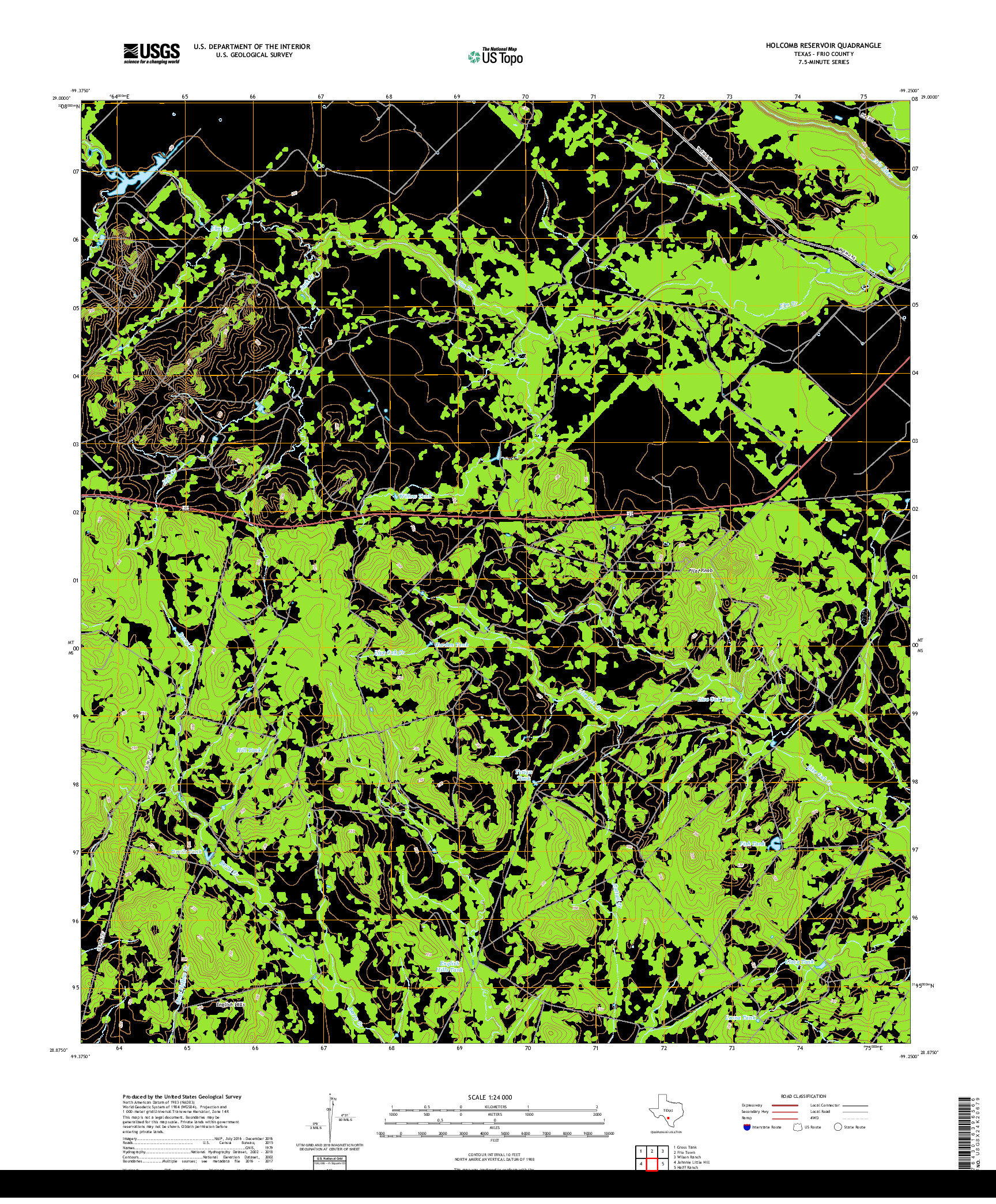 USGS US TOPO 7.5-MINUTE MAP FOR HOLCOMB RESERVOIR, TX 2019