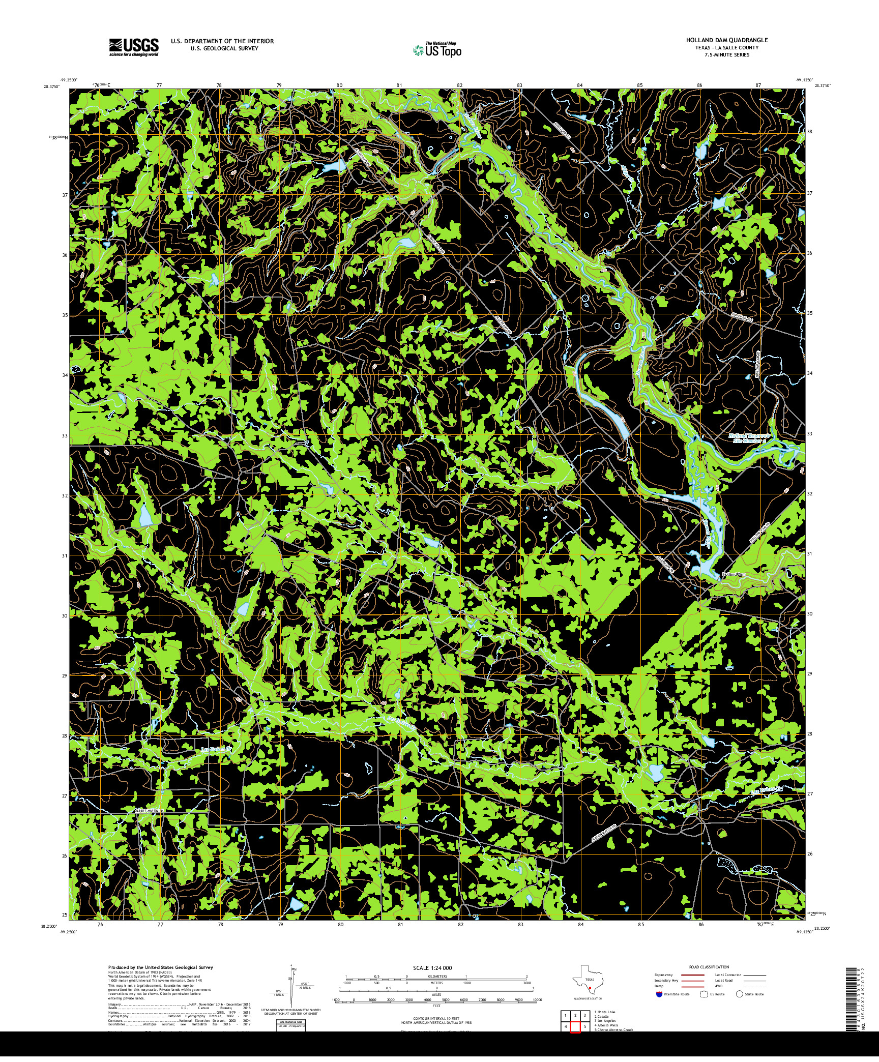 USGS US TOPO 7.5-MINUTE MAP FOR HOLLAND DAM, TX 2019