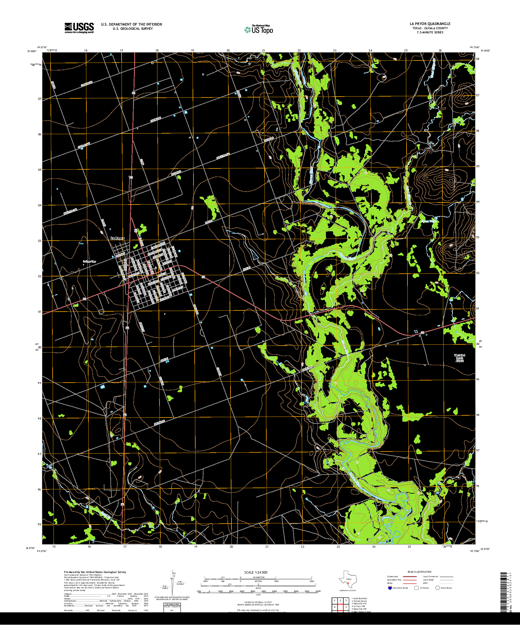 USGS US TOPO 7.5-MINUTE MAP FOR LA PRYOR, TX 2019