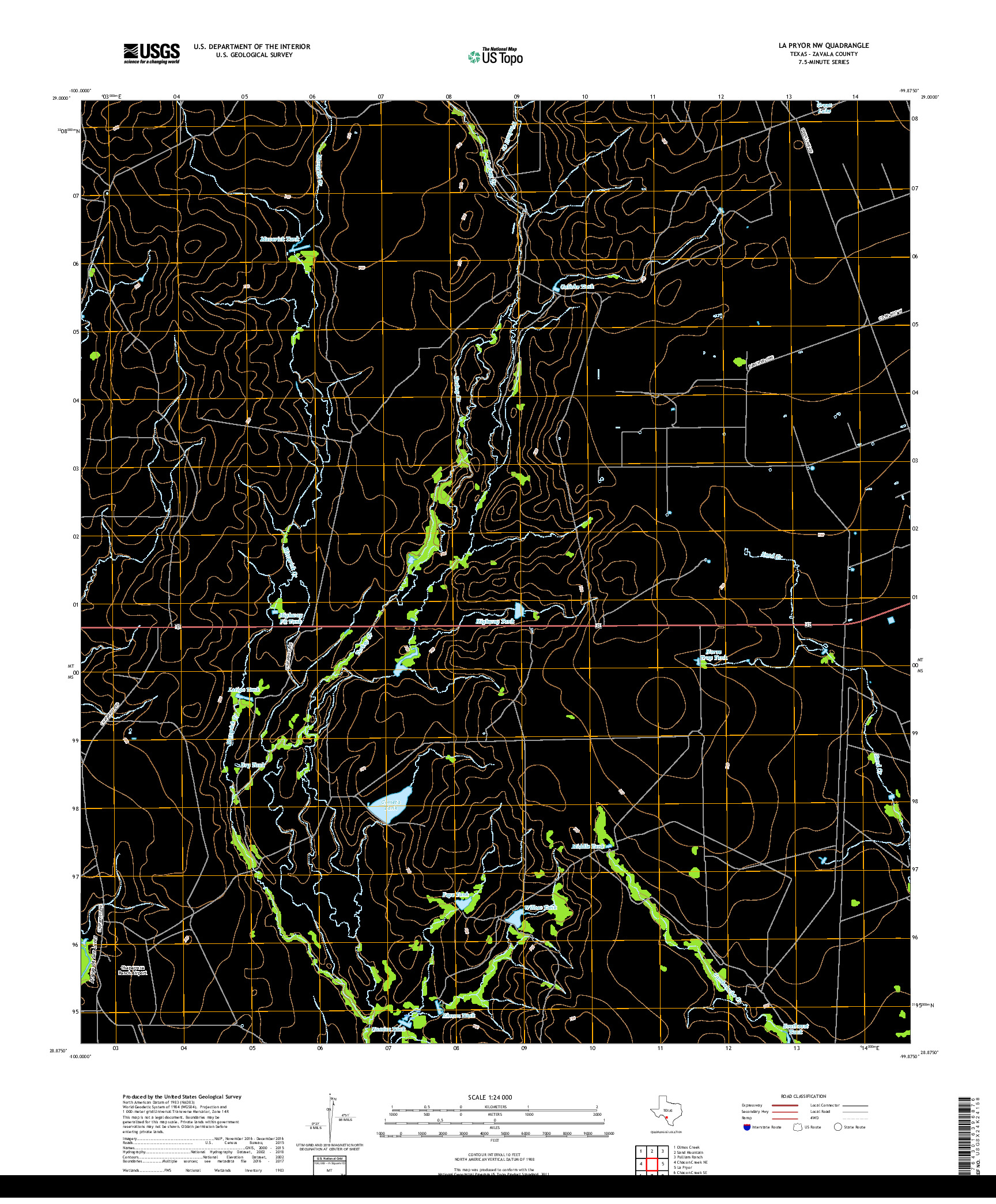 USGS US TOPO 7.5-MINUTE MAP FOR LA PRYOR NW, TX 2019