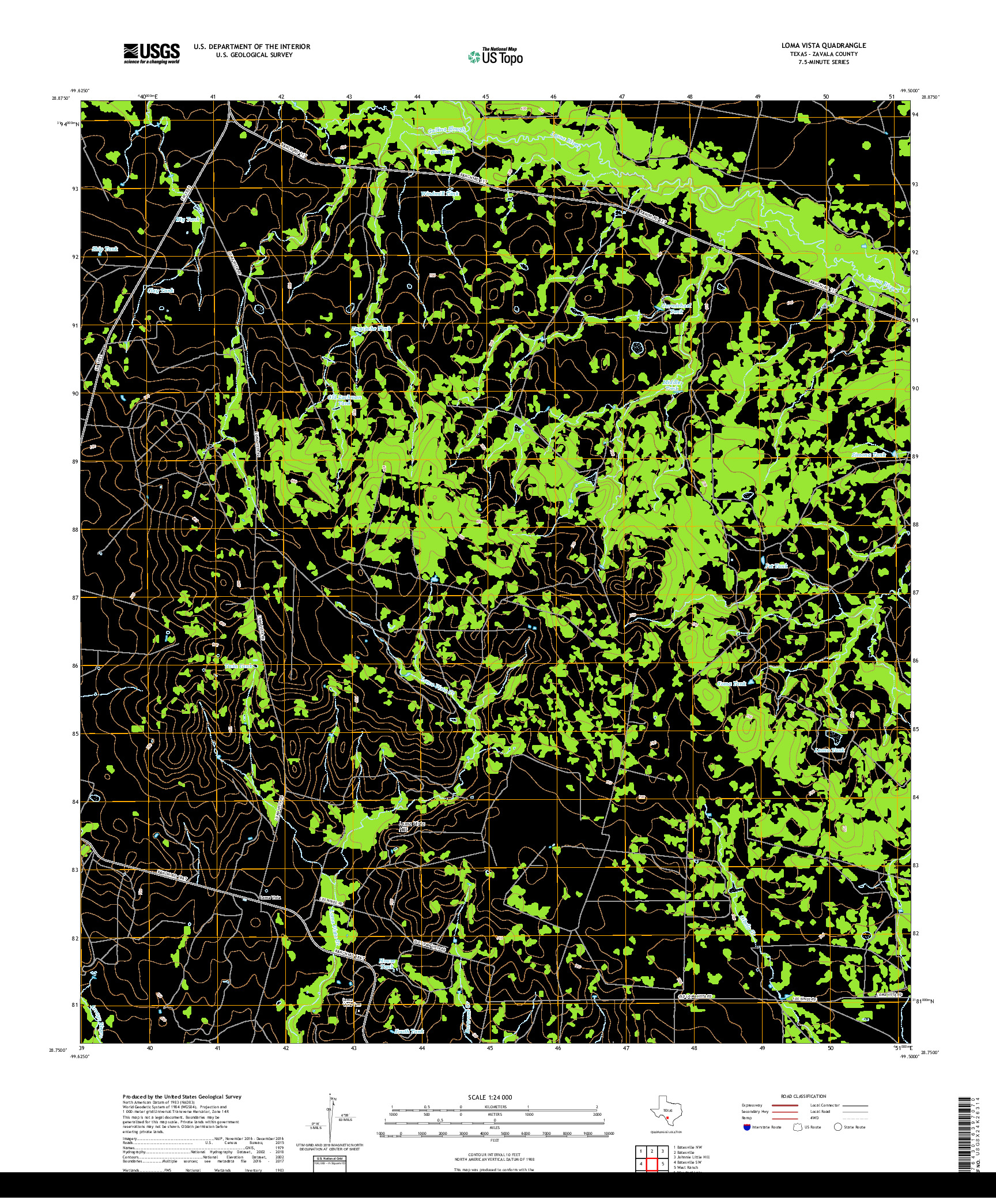 USGS US TOPO 7.5-MINUTE MAP FOR LOMA VISTA, TX 2019