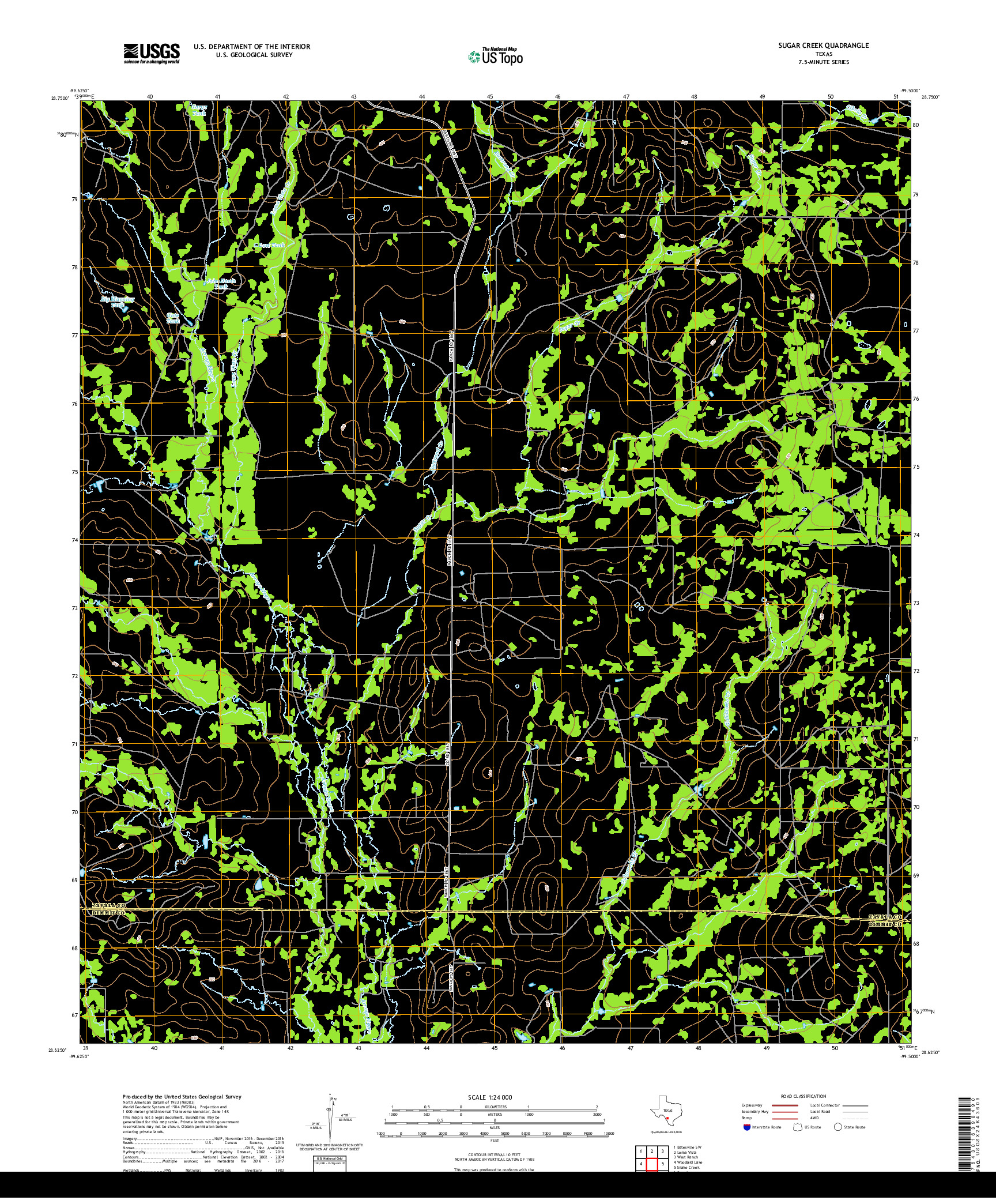 USGS US TOPO 7.5-MINUTE MAP FOR SUGAR CREEK, TX 2019