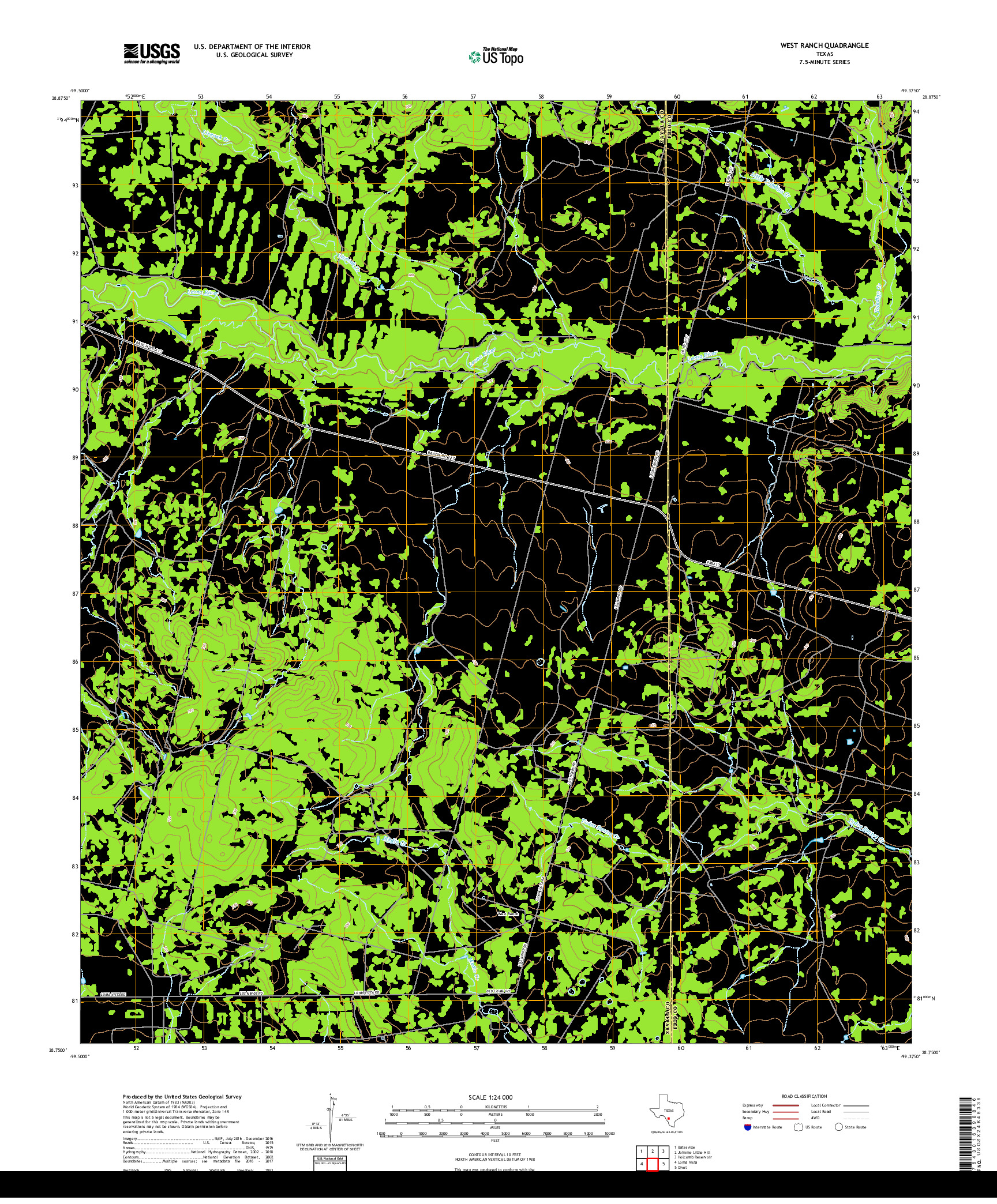 USGS US TOPO 7.5-MINUTE MAP FOR WEST RANCH, TX 2019