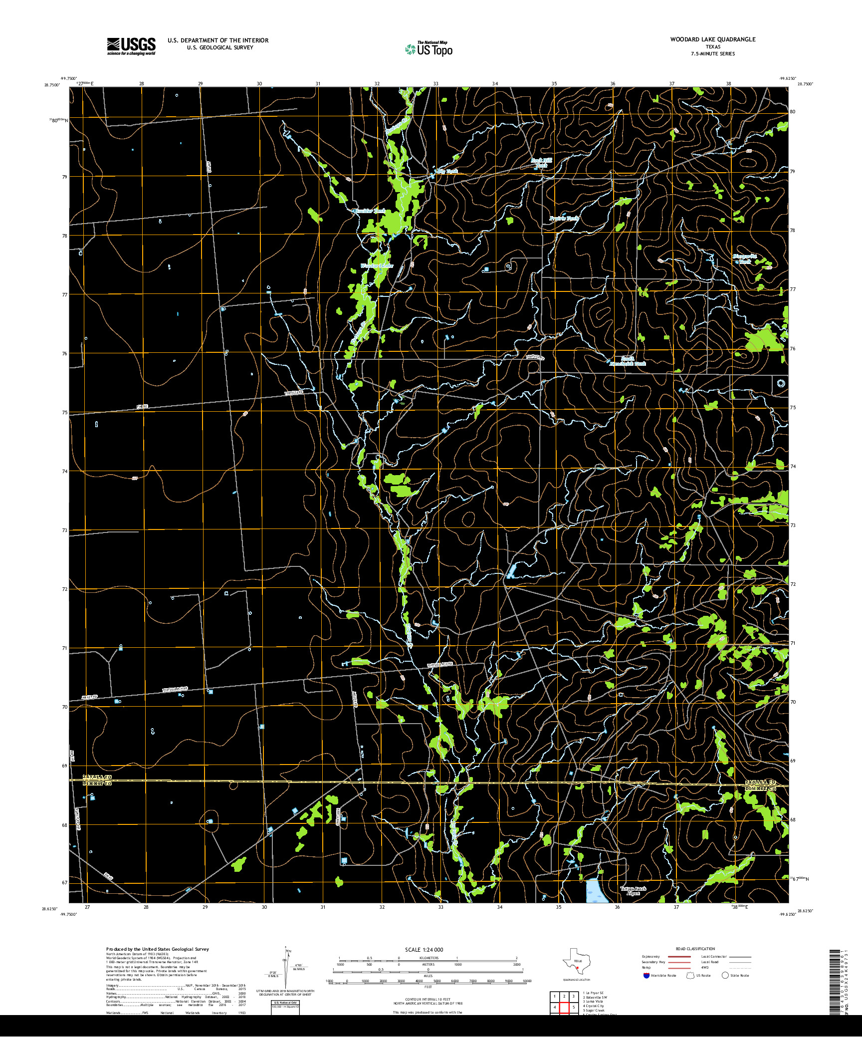 USGS US TOPO 7.5-MINUTE MAP FOR WOODARD LAKE, TX 2019