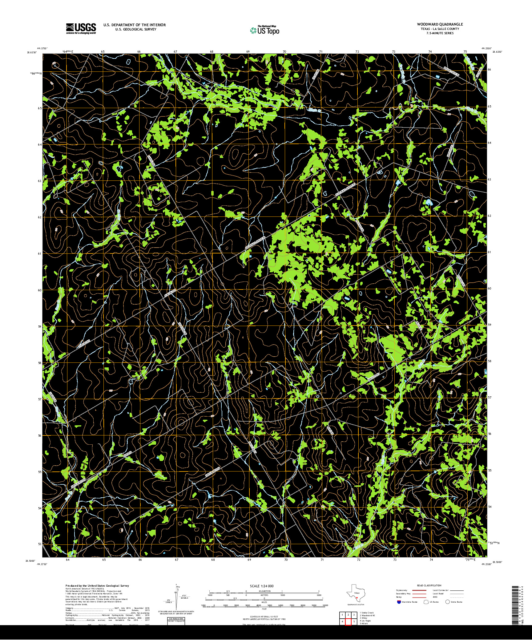 USGS US TOPO 7.5-MINUTE MAP FOR WOODWARD, TX 2019