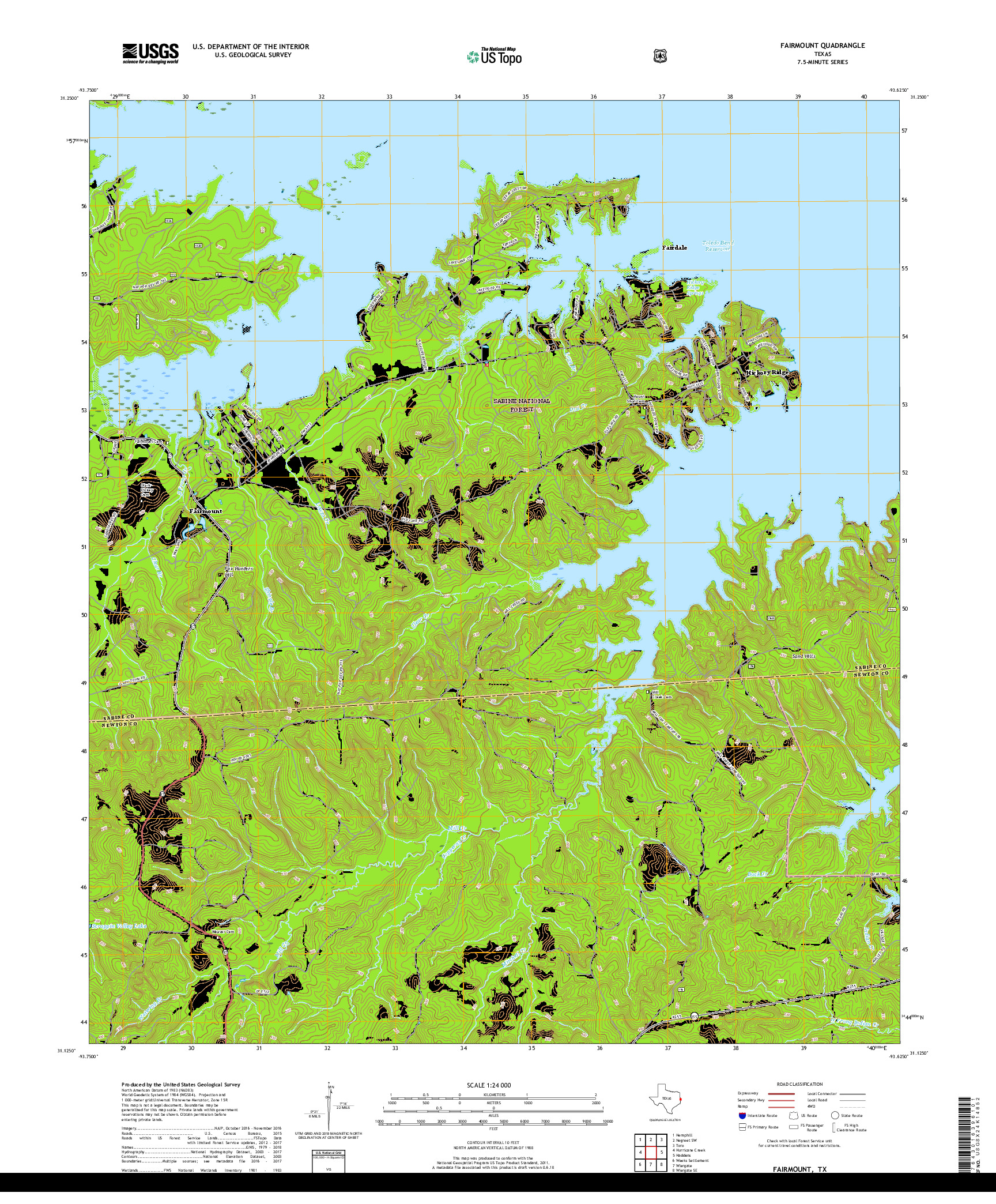 USGS US TOPO 7.5-MINUTE MAP FOR FAIRMOUNT, TX 2019