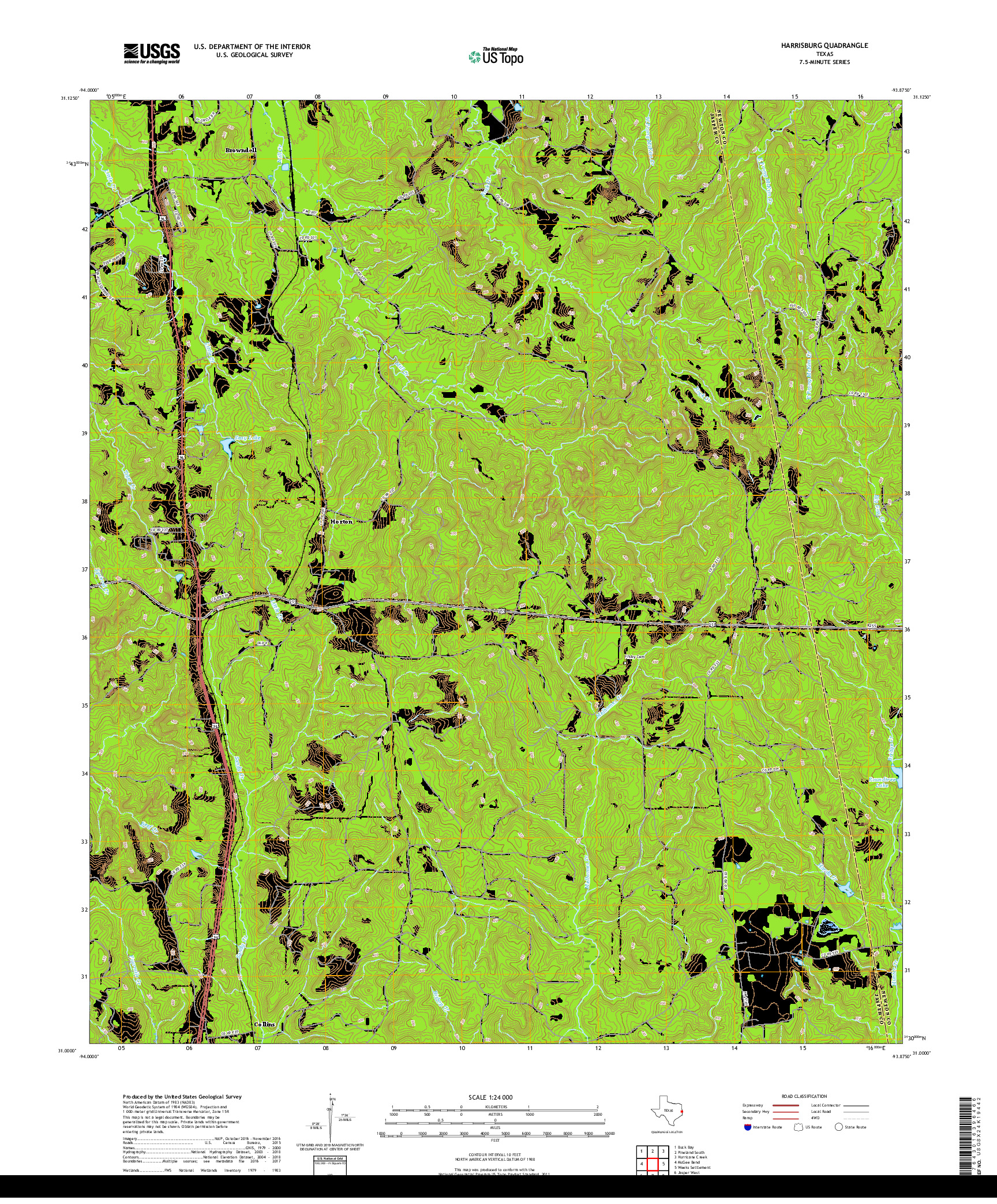 USGS US TOPO 7.5-MINUTE MAP FOR HARRISBURG, TX 2019